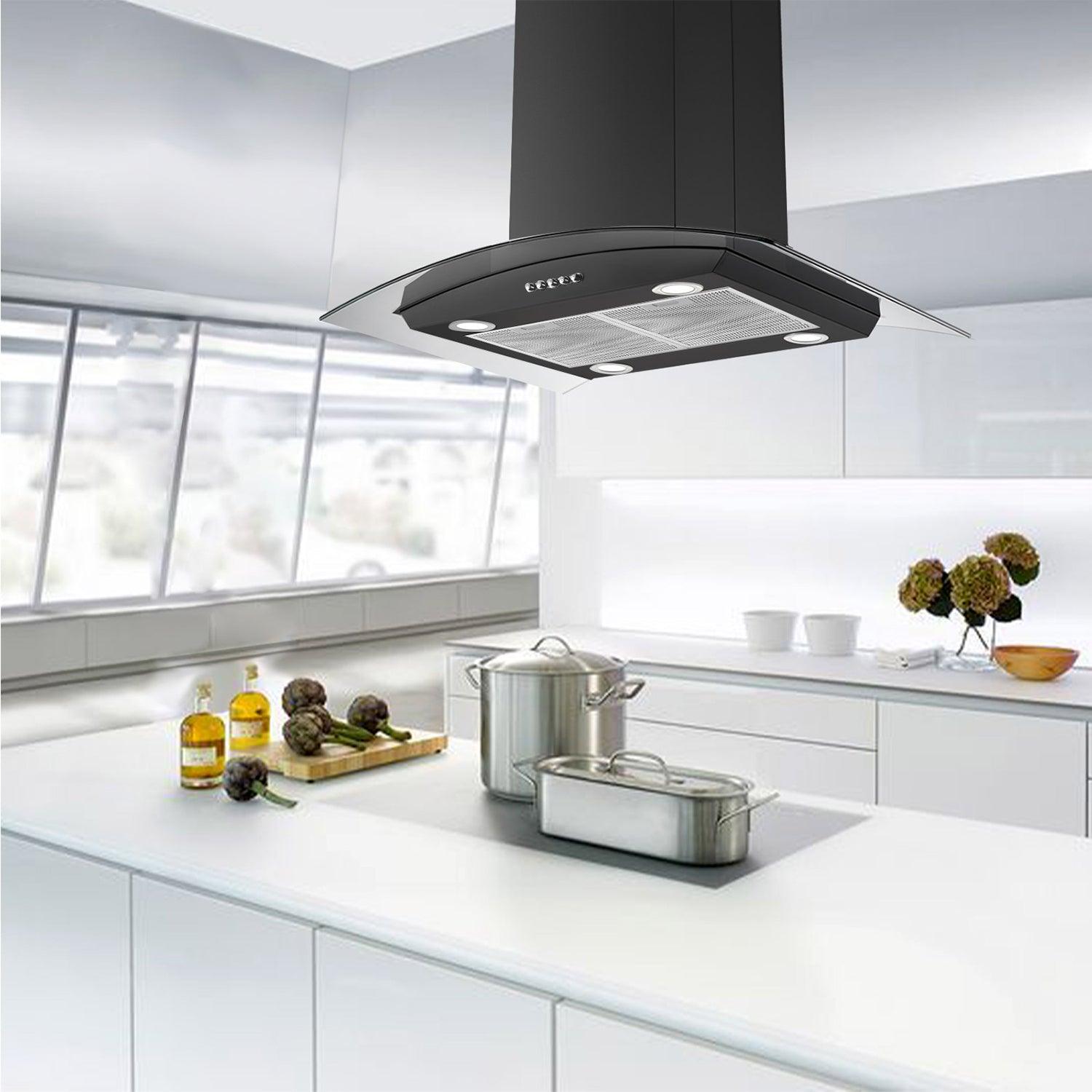 Tieasy Island Range Hood 30 inch Range Hood 700 CFM with 3 Speed Fan Aluminum Filter
