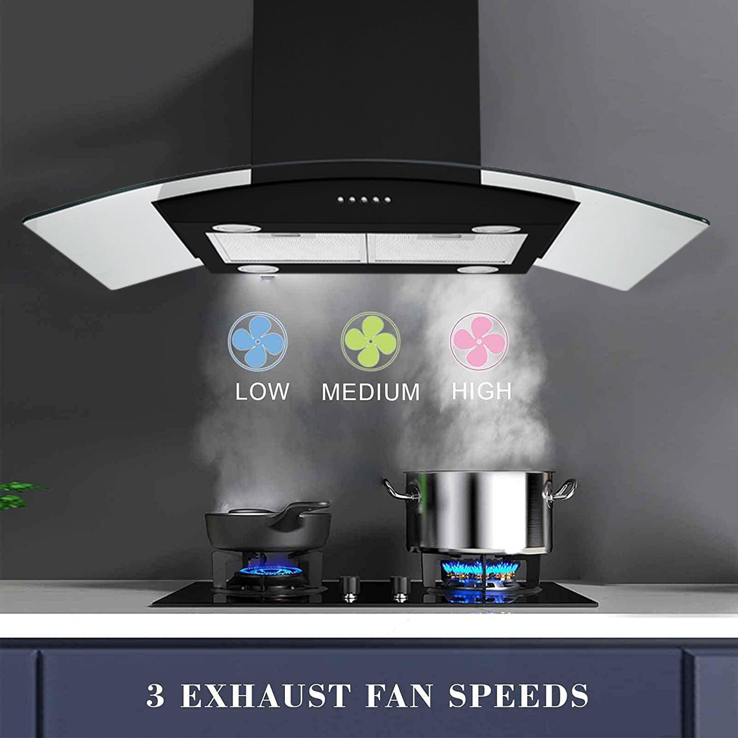 Tieasy Island Range Hood 30 inch Range Hood 700 CFM with 3 Speed Fan Aluminum Filter
