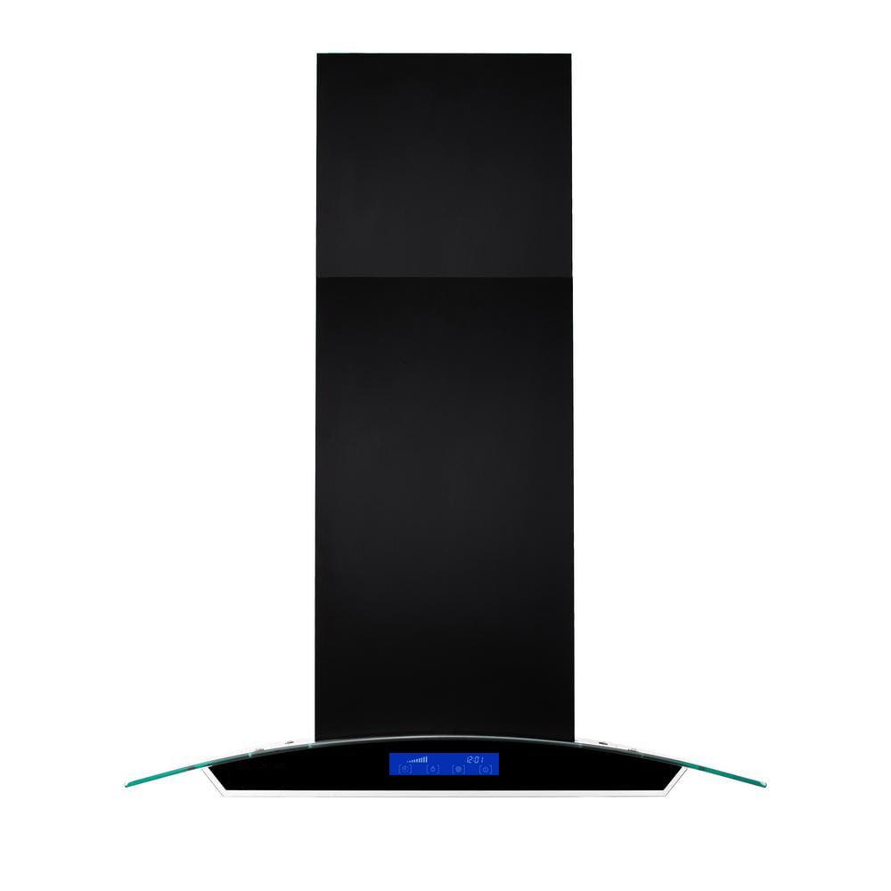 Tieasy Island Range Hood 30 inch Range Hood Black 700 CFM 3 Speed Fan Touch Panel
