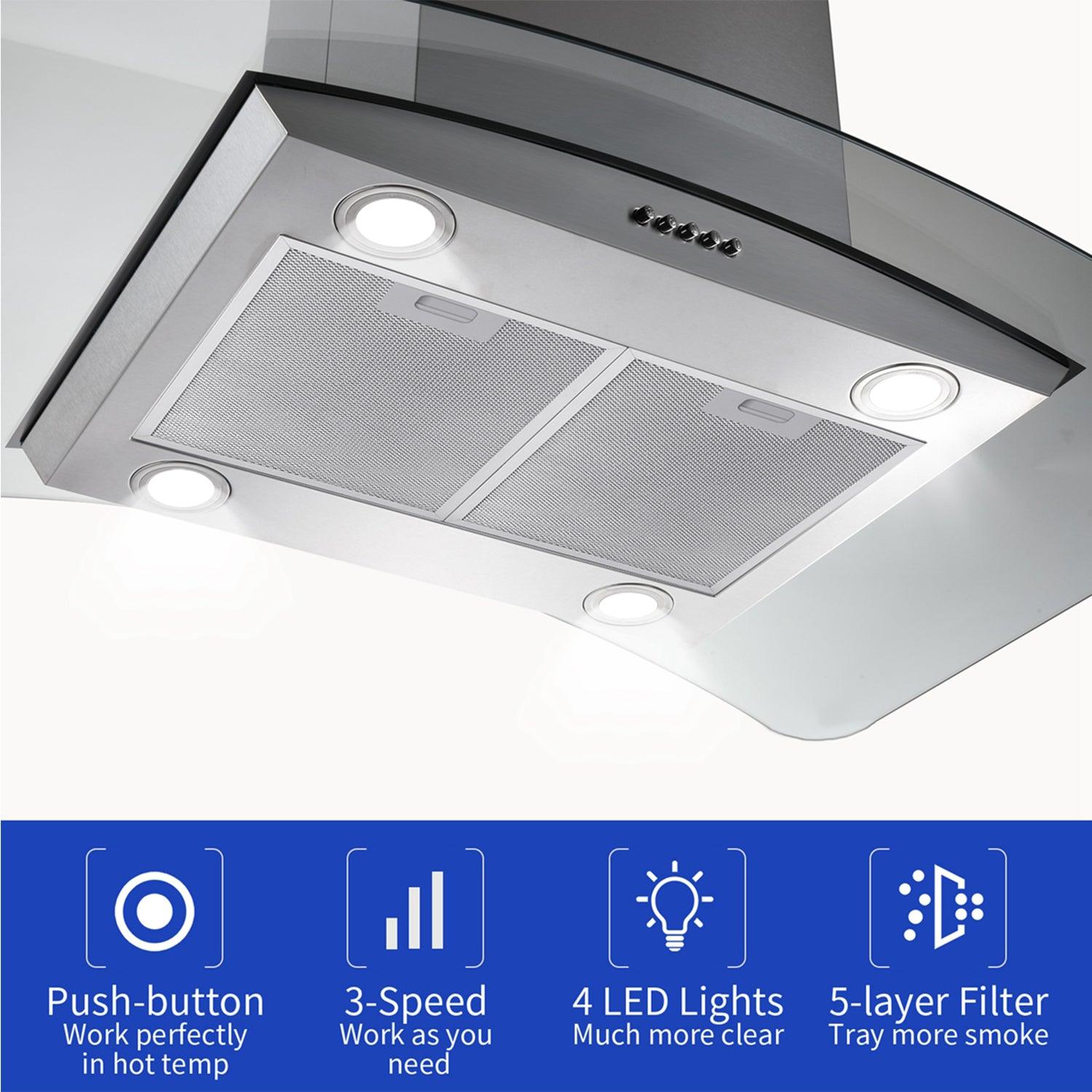 Tieasy Island Range Hood 36 inch Range Hood 700 CFM Permanent Grease Filters