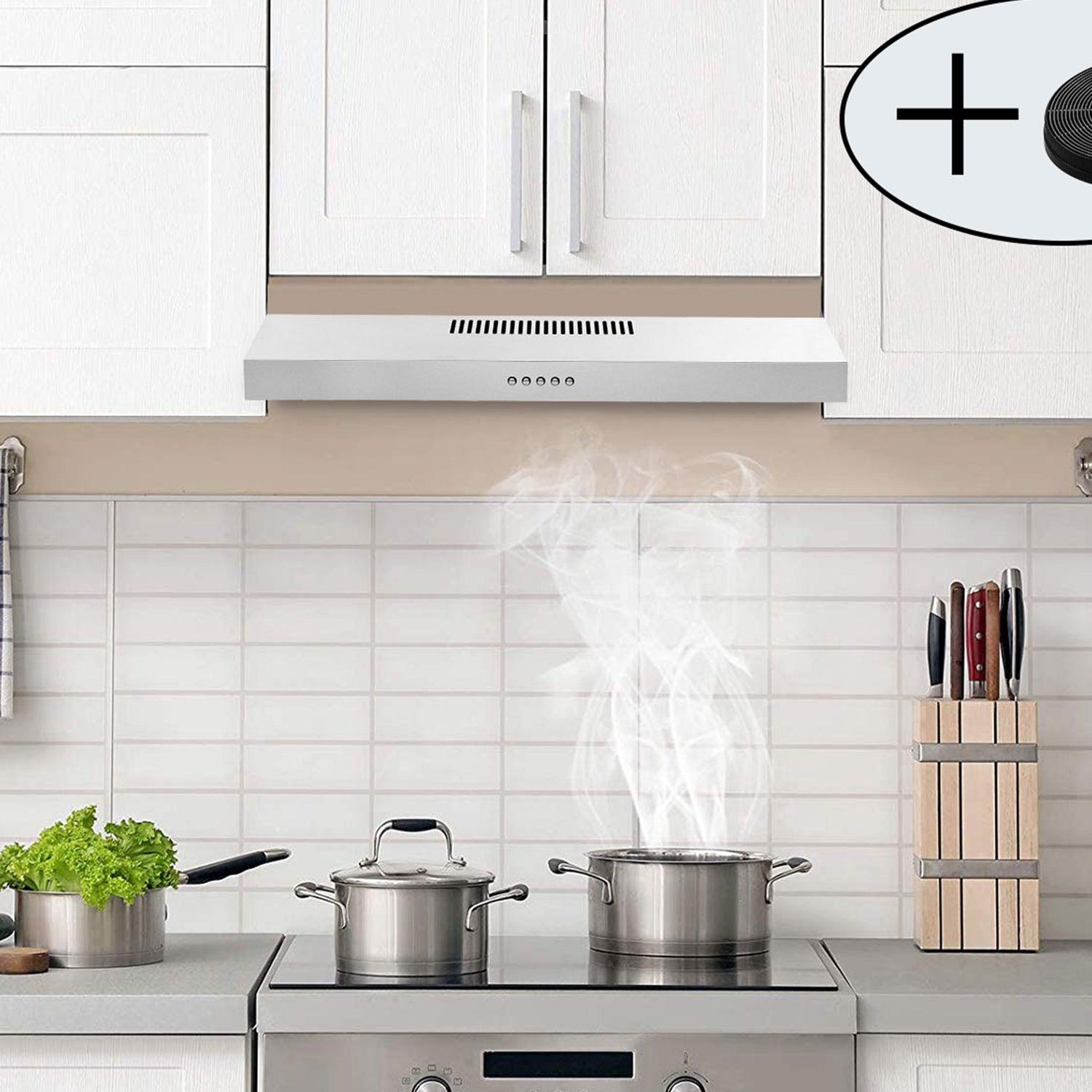 Tieasy Range Hood 30 inch Under Cabinet Range Hood 230 CFM with Carbon Filter
