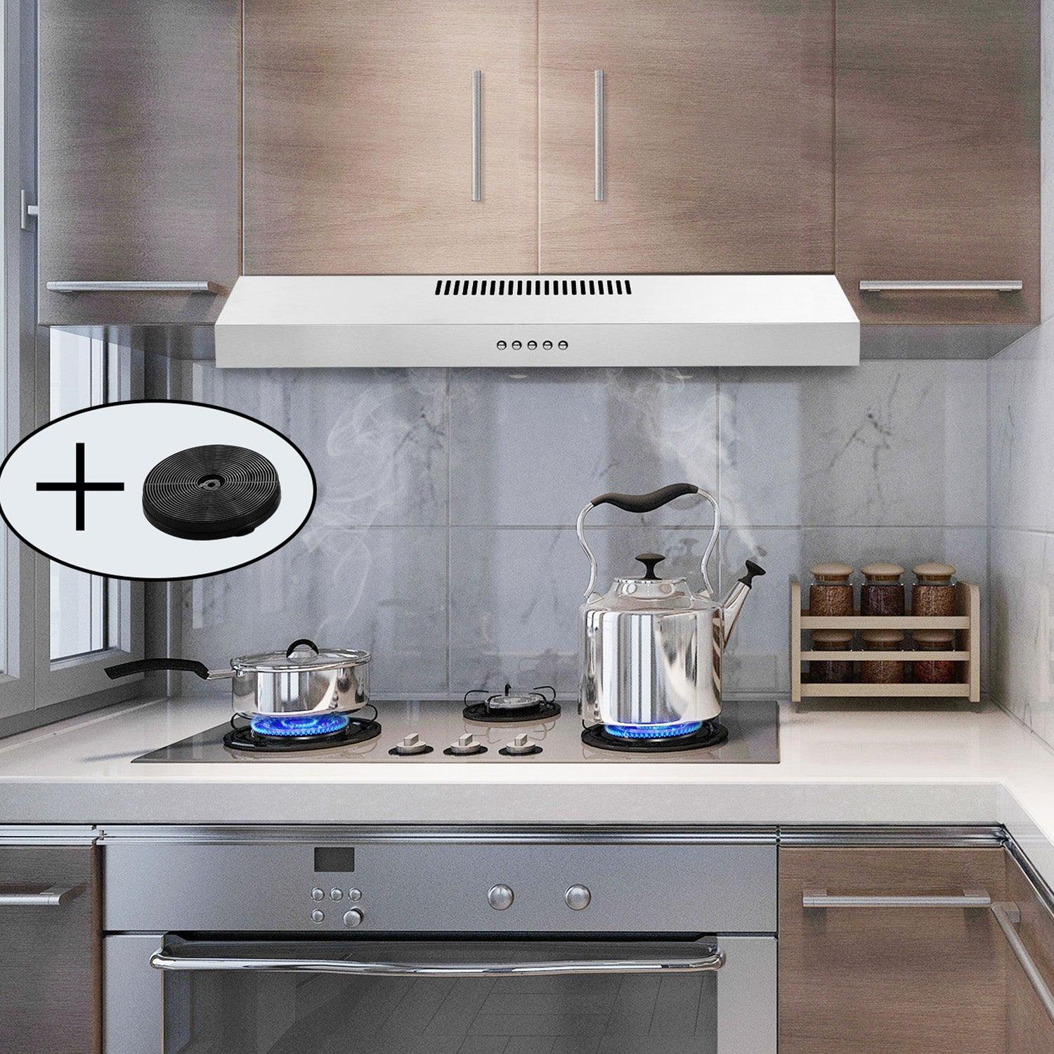 Tieasy Range Hood 30 inch Under Cabinet Range Hood 230 CFM with Carbon Filter