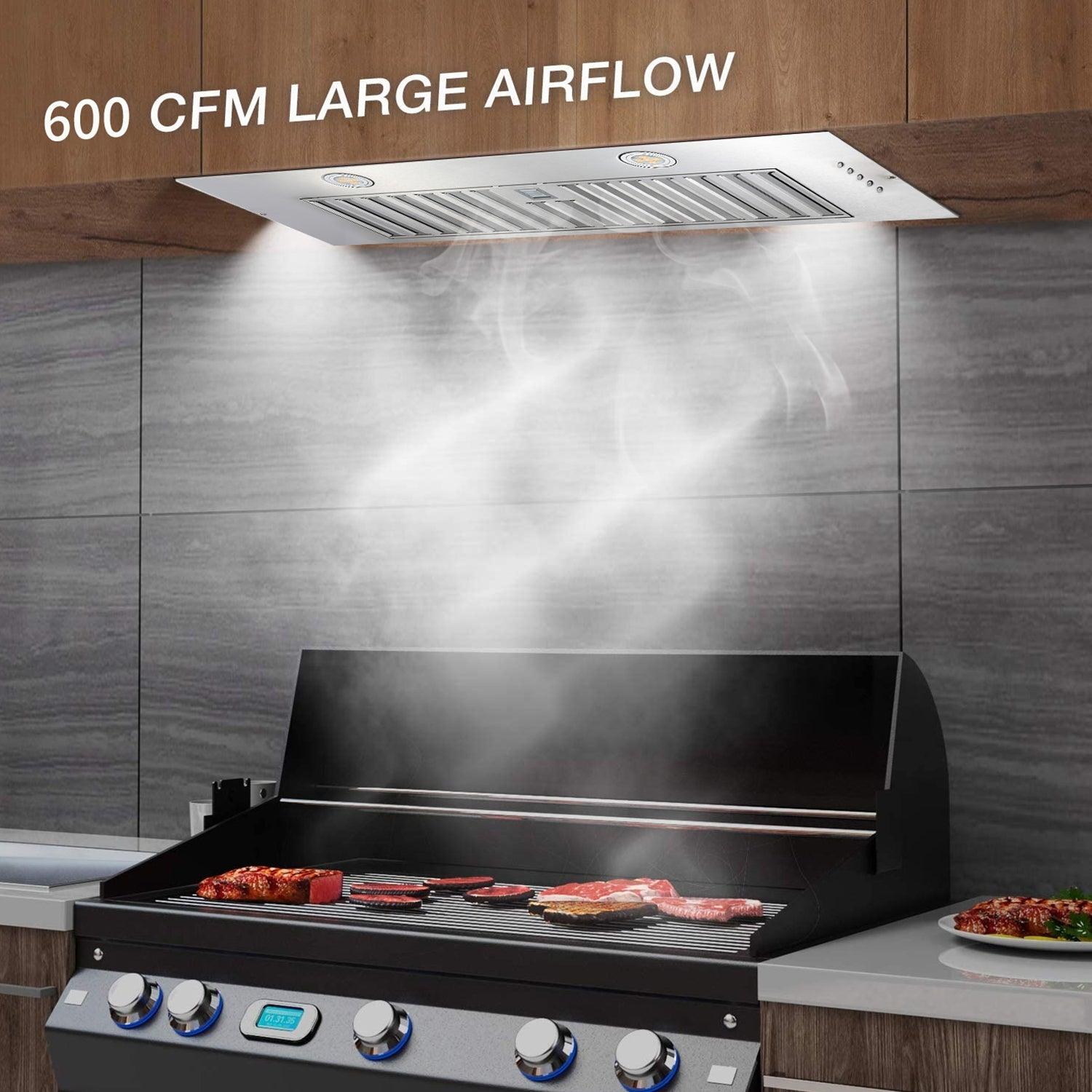 Tieasy Range Hood Insert 20 inch Built-in Range Hood Kitchen 600 CFM Over Stove Vent