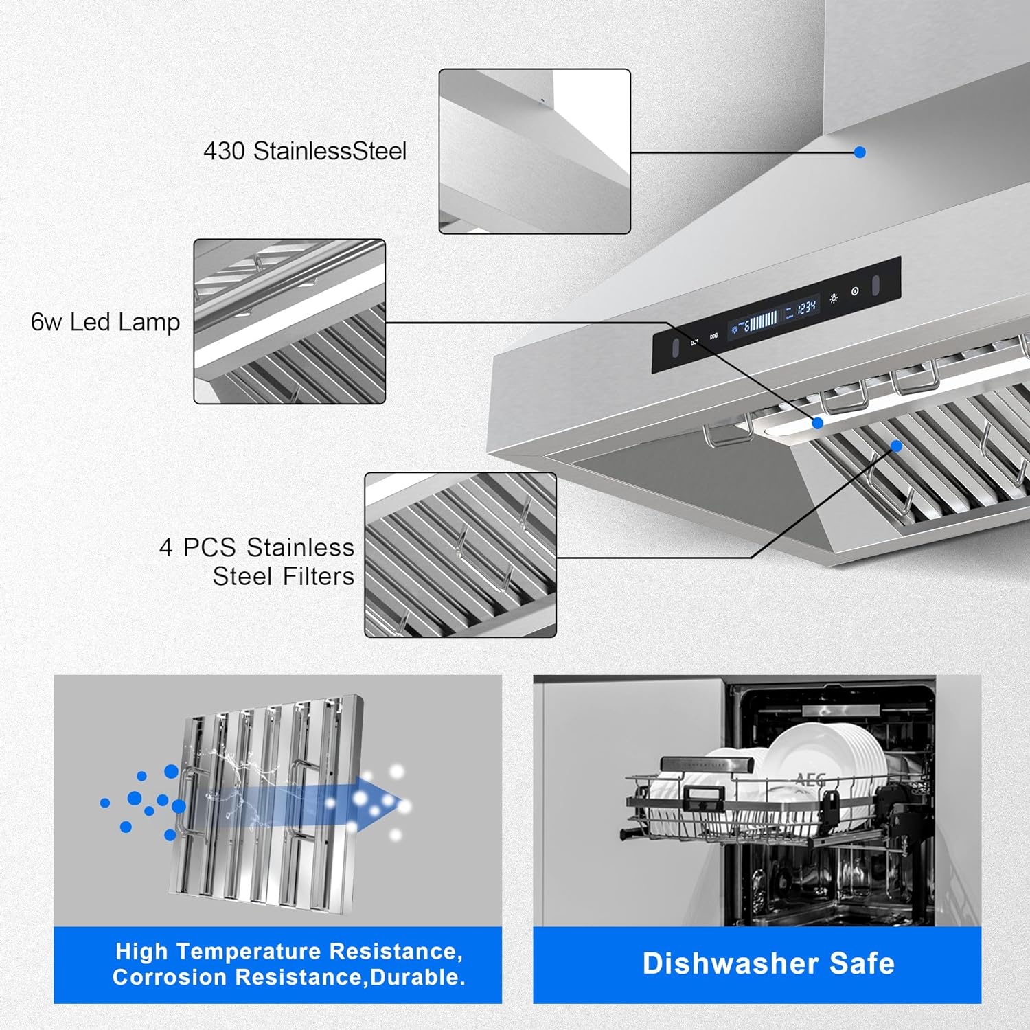 USGD 2875 - 30 inch - 900 CFM with handwave sensor and touch buttons