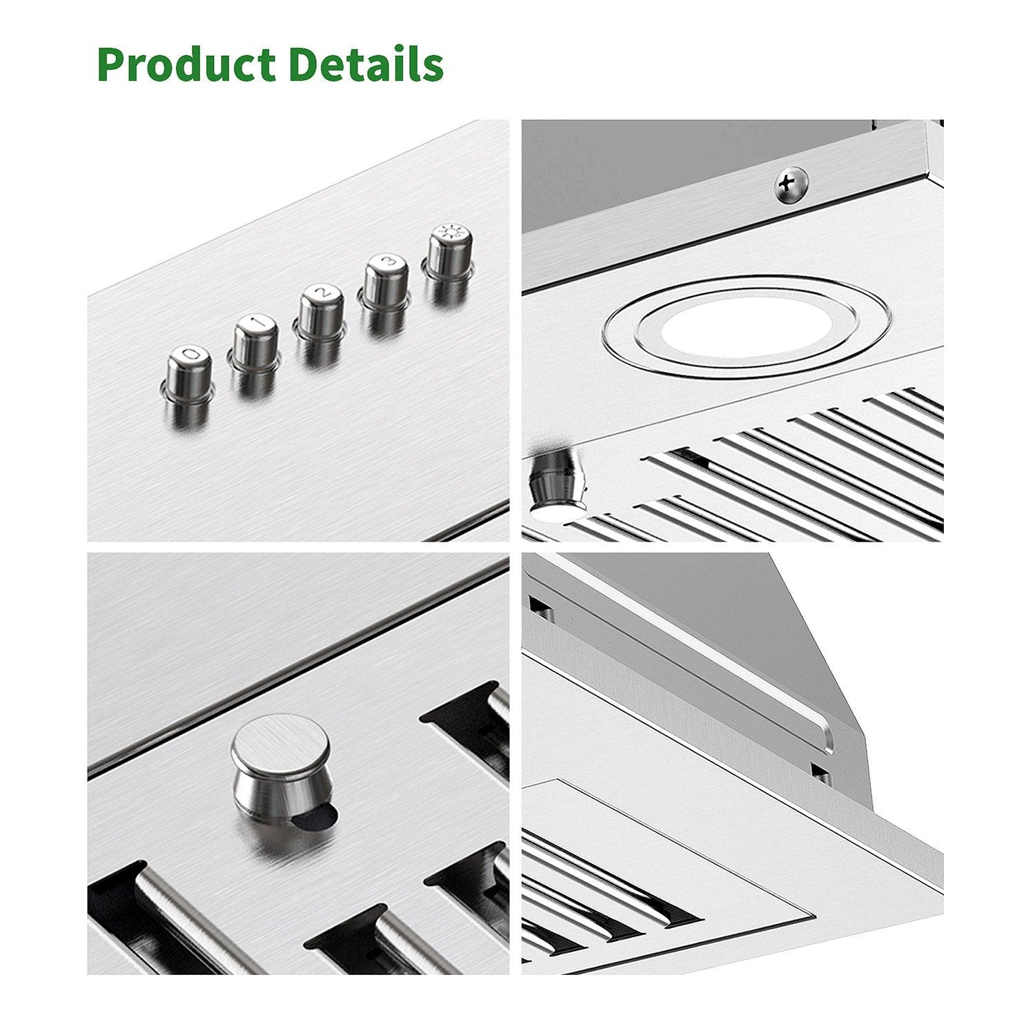 Tieasy 36 Inch 600CFM Built-in Range Hood Competent for Heavy-Duty Cooking