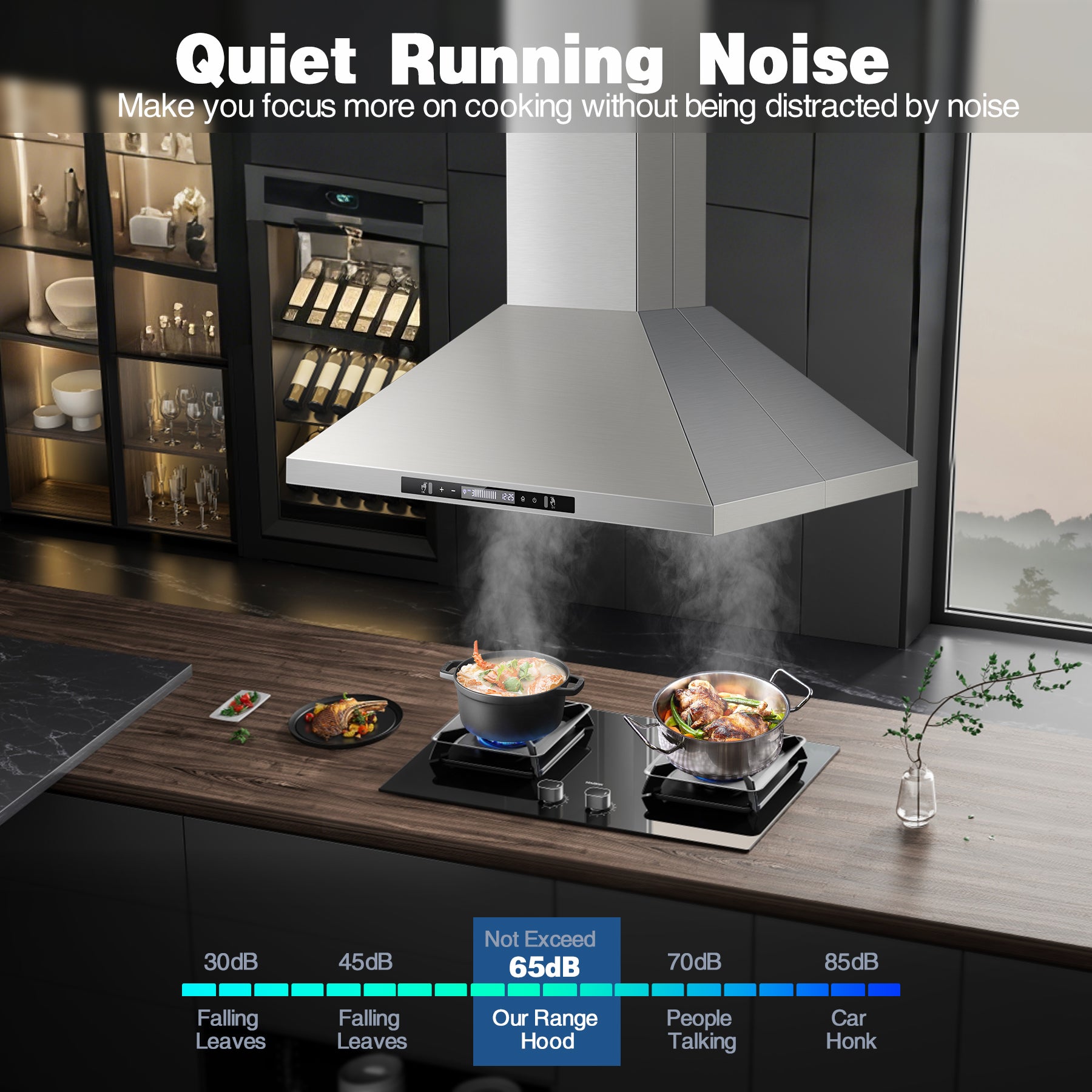USGI1690 - 36 inch Island Range Hood, 700 CFM Kitchen Hood Vent with Gesture Sensing &Touch Control,Ducted/Ductless