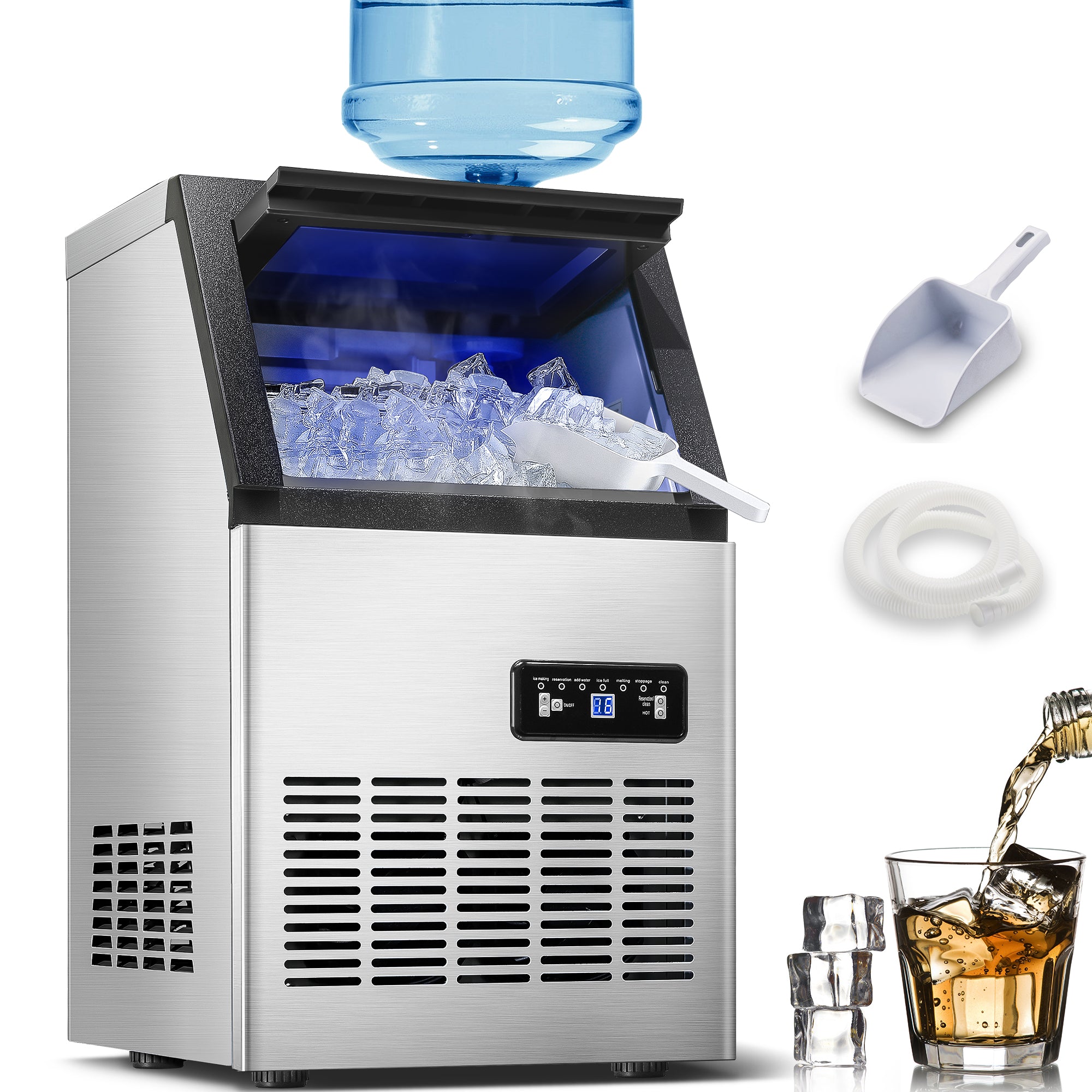CIM40-1 - 110LBS/24H Under Counter Ice Maker, 40 Cubes/Cycle with 28LBS in 12-15 Minutes,Self-Cleaning,Ideal for Restaurant,Bars,Home,Includes Scoop