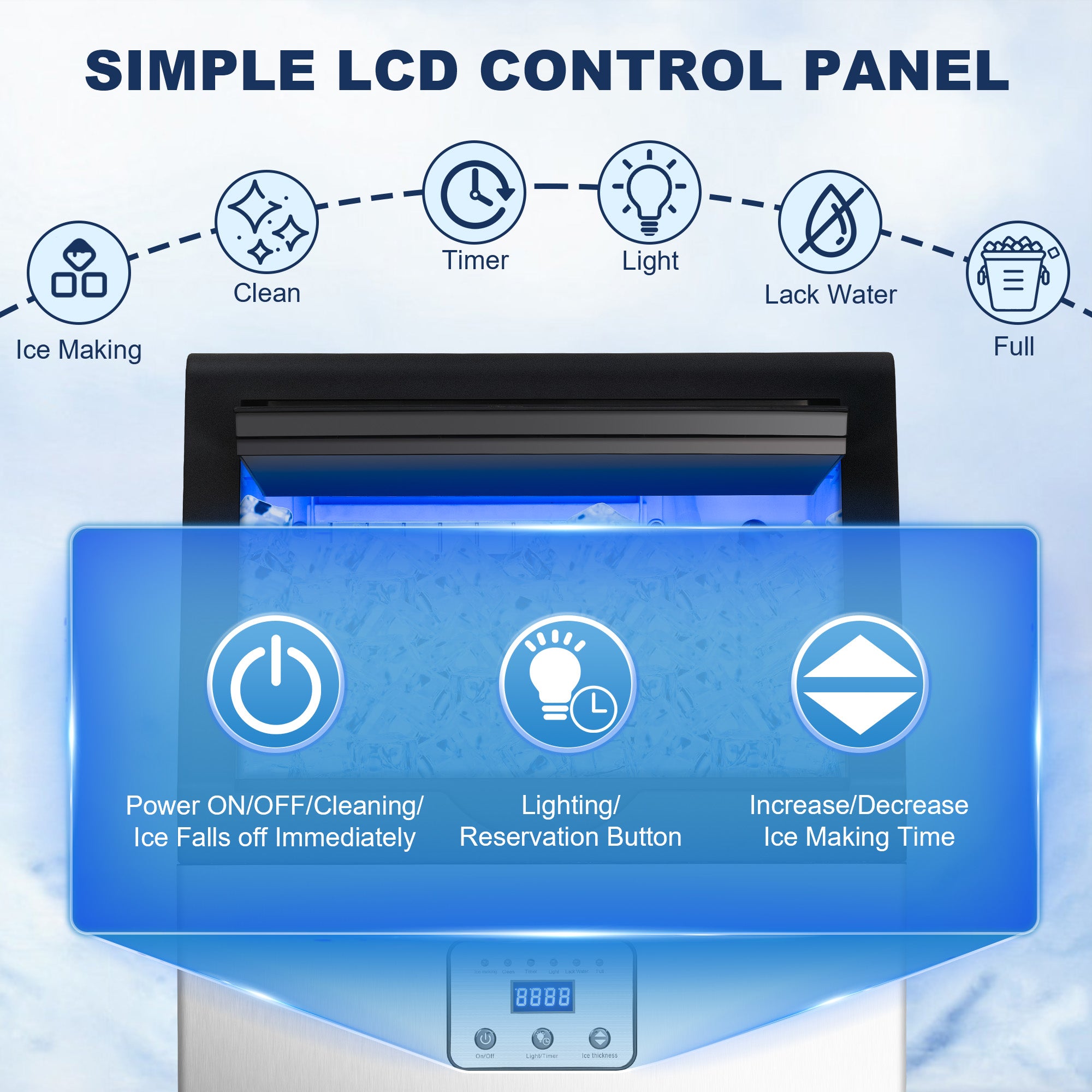 CIM40-FT - 110LBS/24H Under Counter Ice Maker, 45 Cubes/Cycle with 25LBS in 12-15 Minutes,Self-Cleaning,Ideal for Restaurant,Bars,Home,Includes Scoop