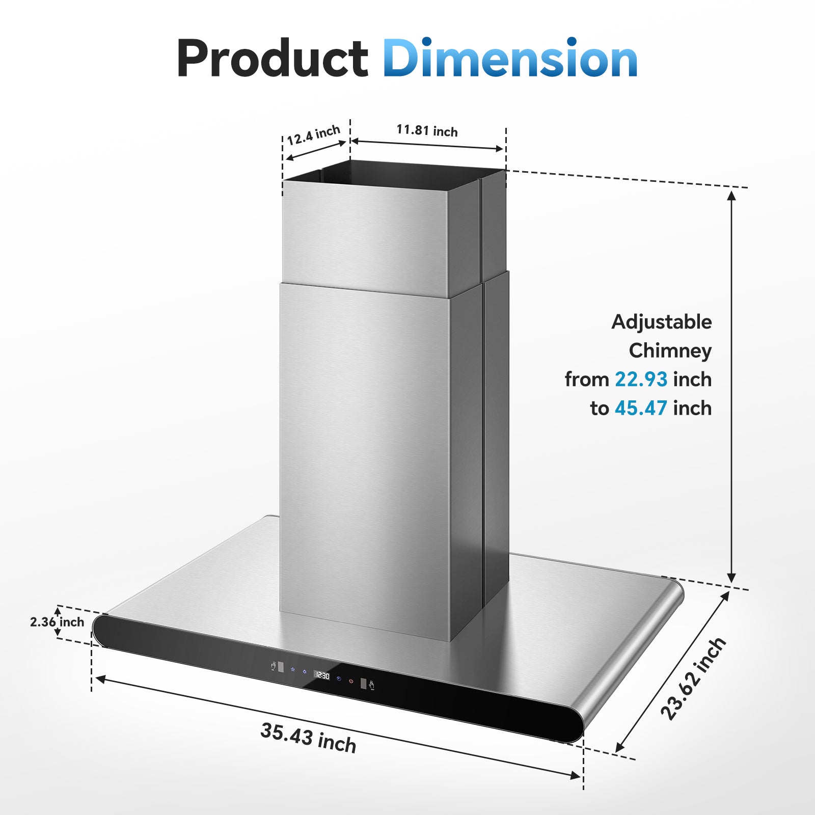 RH601I90BTGA - 36 Inch Island Range Hood, 700 CFM kitchen Hood with Dual-Sided Touch/Gesture/Remote Control