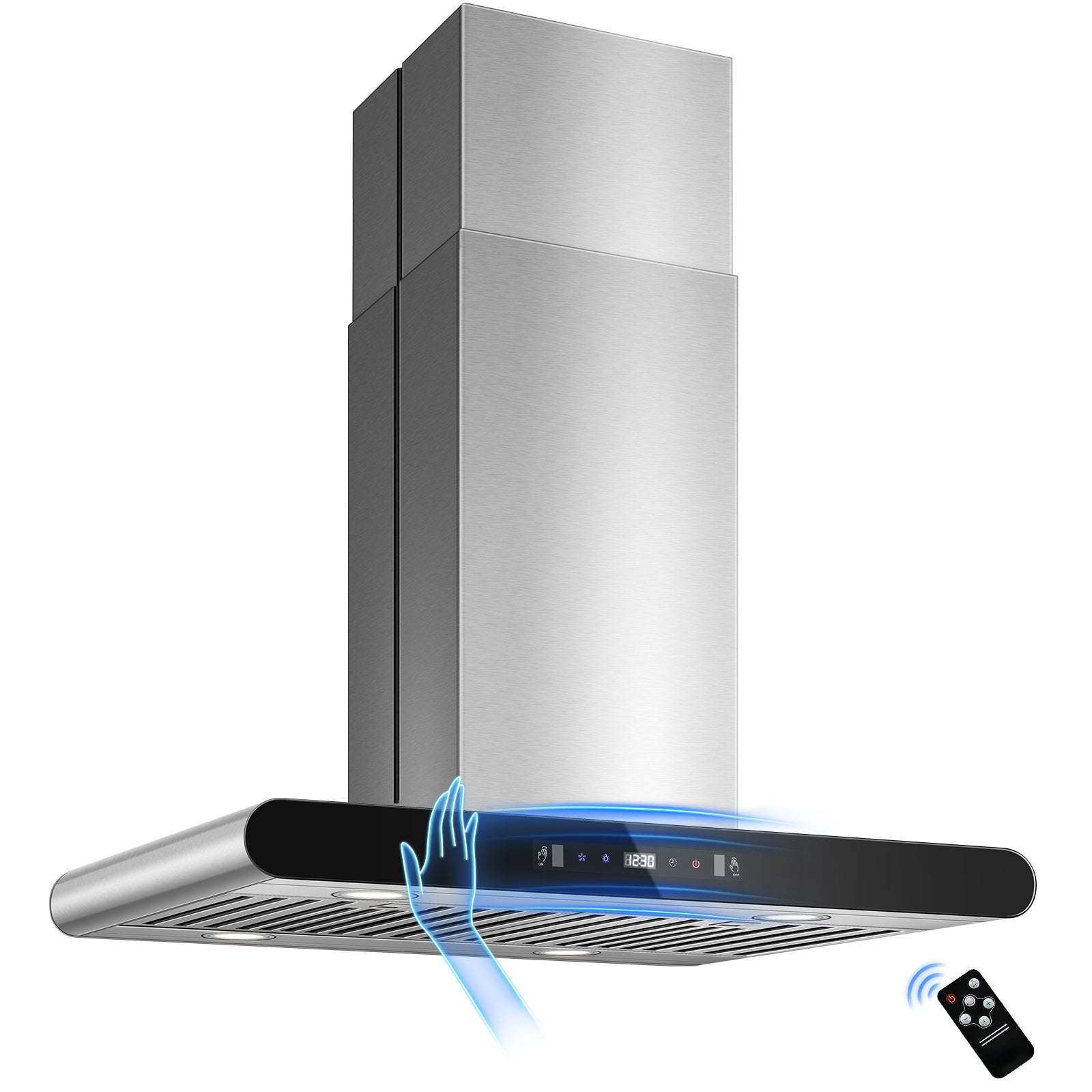 RH601I75BTGA- 30 Inch Island Range Hood, 700 CFM Dual-Sided Ceiling Mount Vent Hood, Convertible Ducted/Ductless, Touch,Gesture & Remote Control