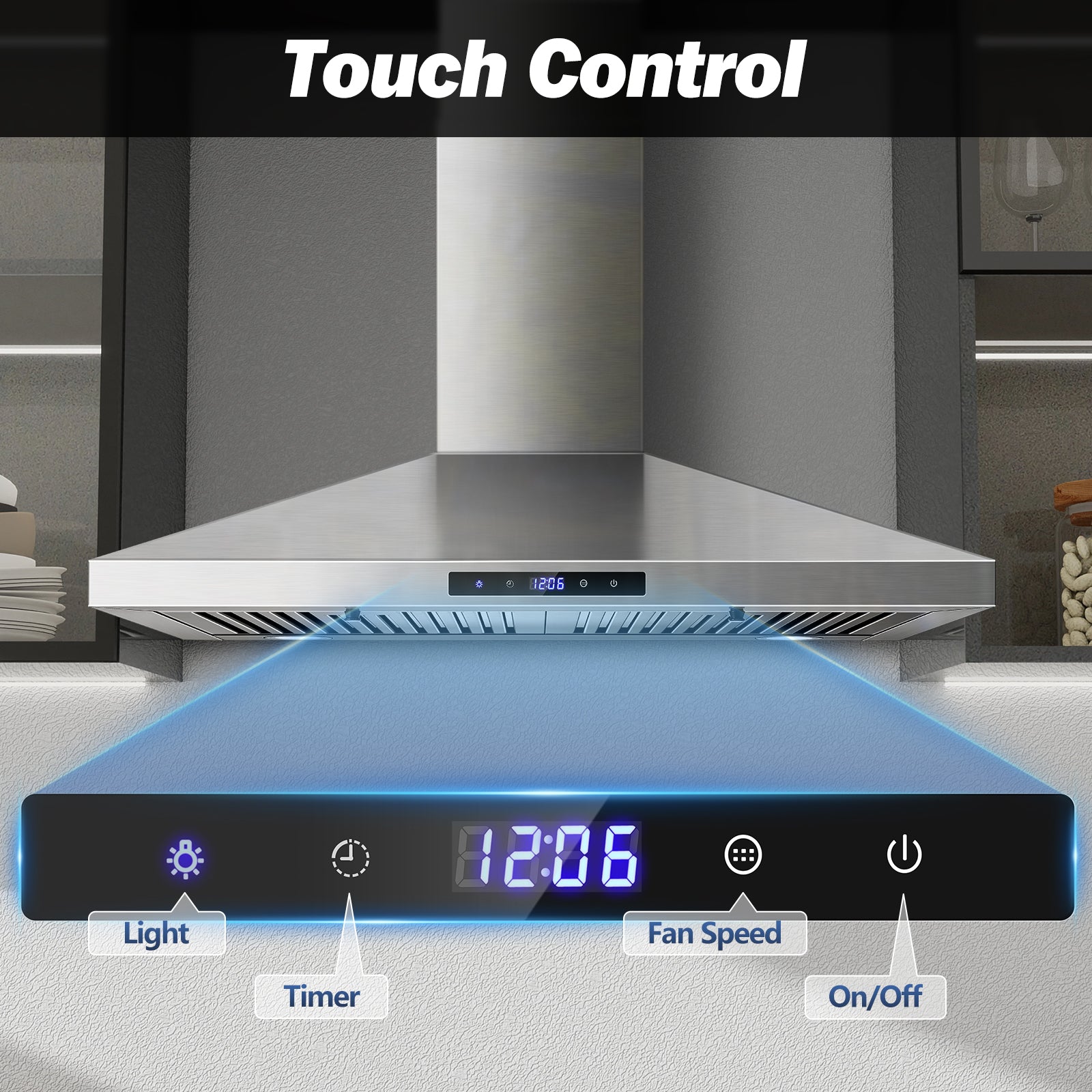 USGD2475B - 30 inch Wall Mount Range Hood - 450 CFM - Touch Control, Ducted/Ductless