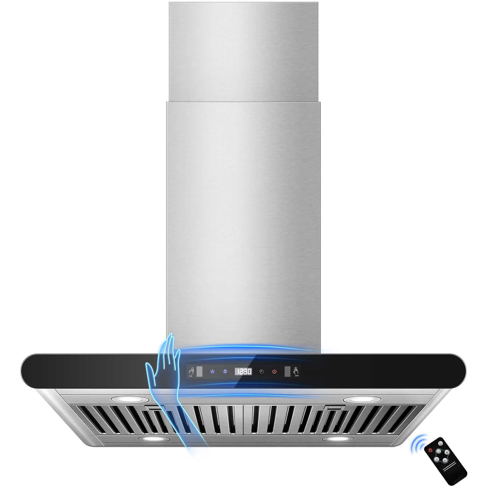RH601I75BTGA- 30 Inch Island Range Hood, 700 CFM Dual-Sided Ceiling Mount Vent Hood, Convertible Ducted/Ductless, Touch,Gesture & Remote Control