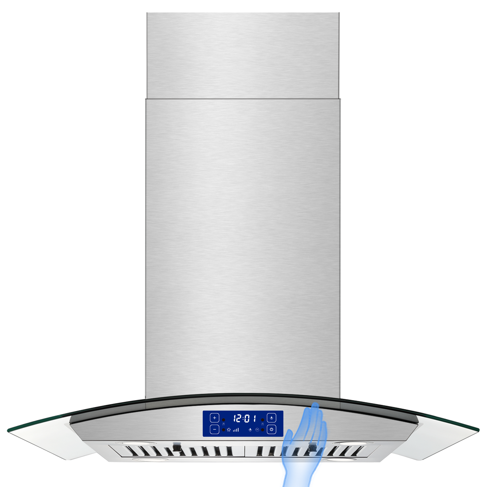 YY0275B-S - 30 Inch Island Range Hood - 700 CFM Gesture & Touch Control, Stainless Steel ConvertibleDucted/Ductless