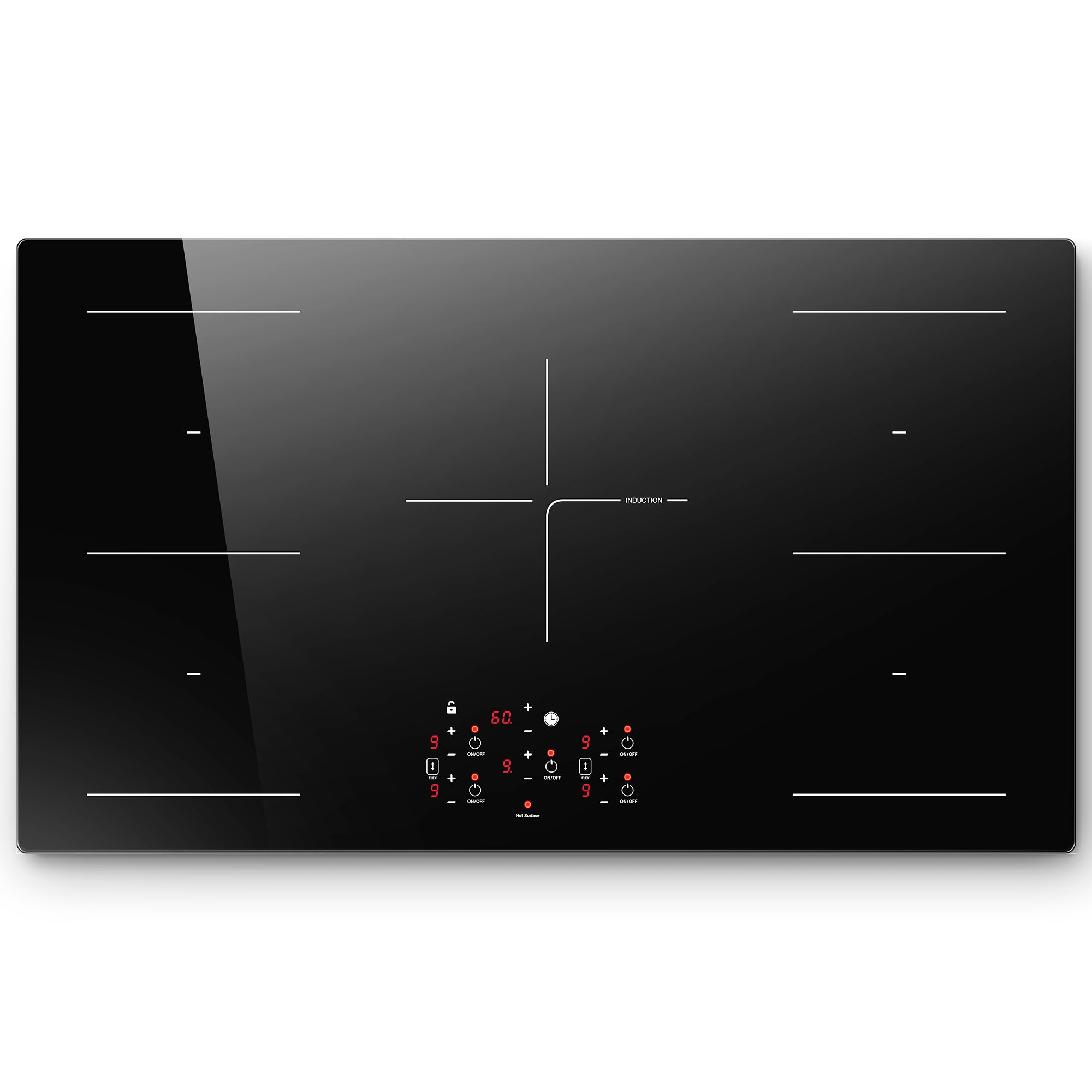 IHA108365 - 36 Inch Electric Induction Cooktop 5 Burners, 10800W Built-in Induction Stove Top with Double Bridge Function, Booster, Timer, Child Lock, Sensor Touch Control, 240V/50A, No Plug