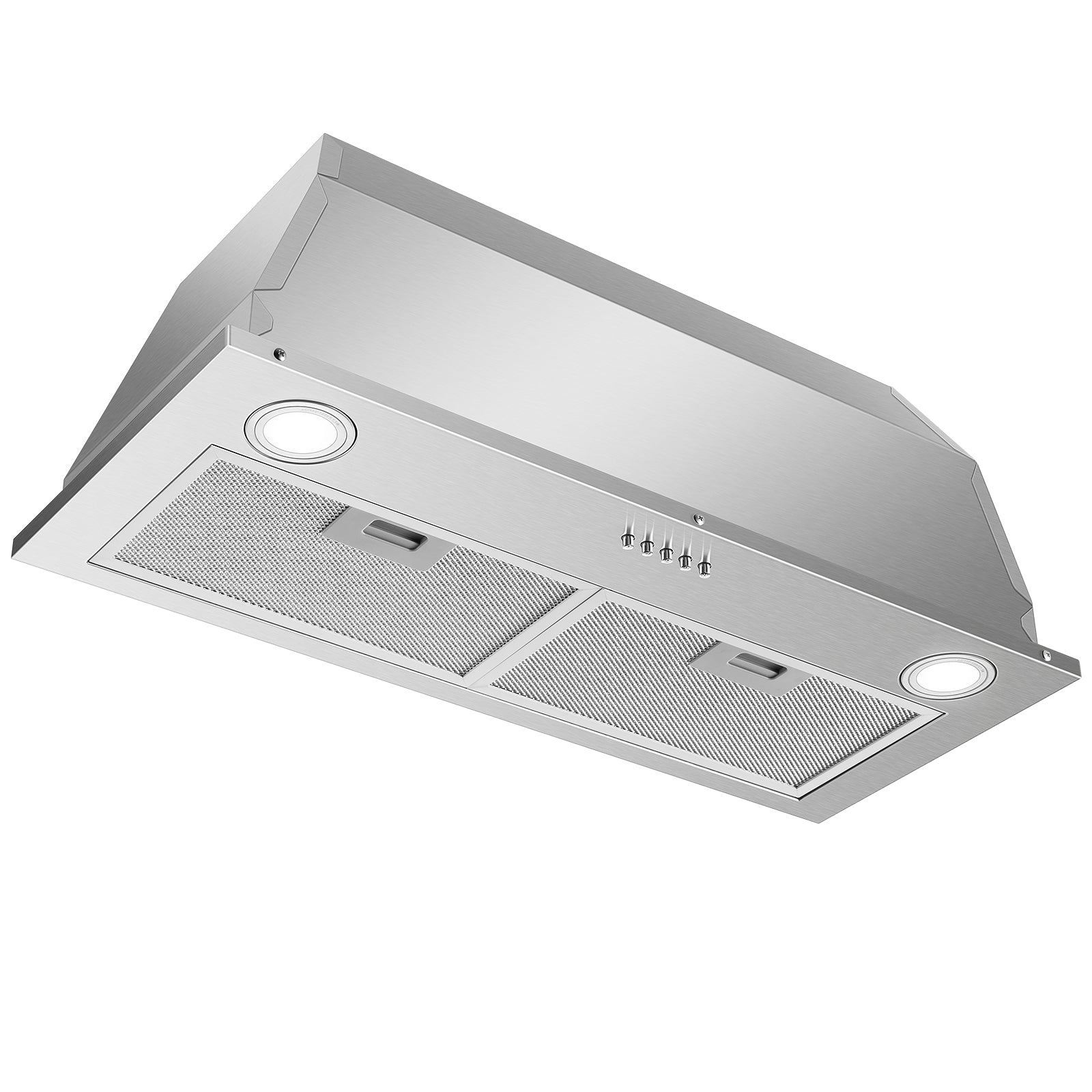 ZMS-1370A - Range Hood Insert 30 Inch Stainless Steel Built-in Kitchen Hood with 600CFM, Ductless/Ducted Range Hood, Push Button Control, 3-Speed Fan, 2 Pcs Aluminum Filters