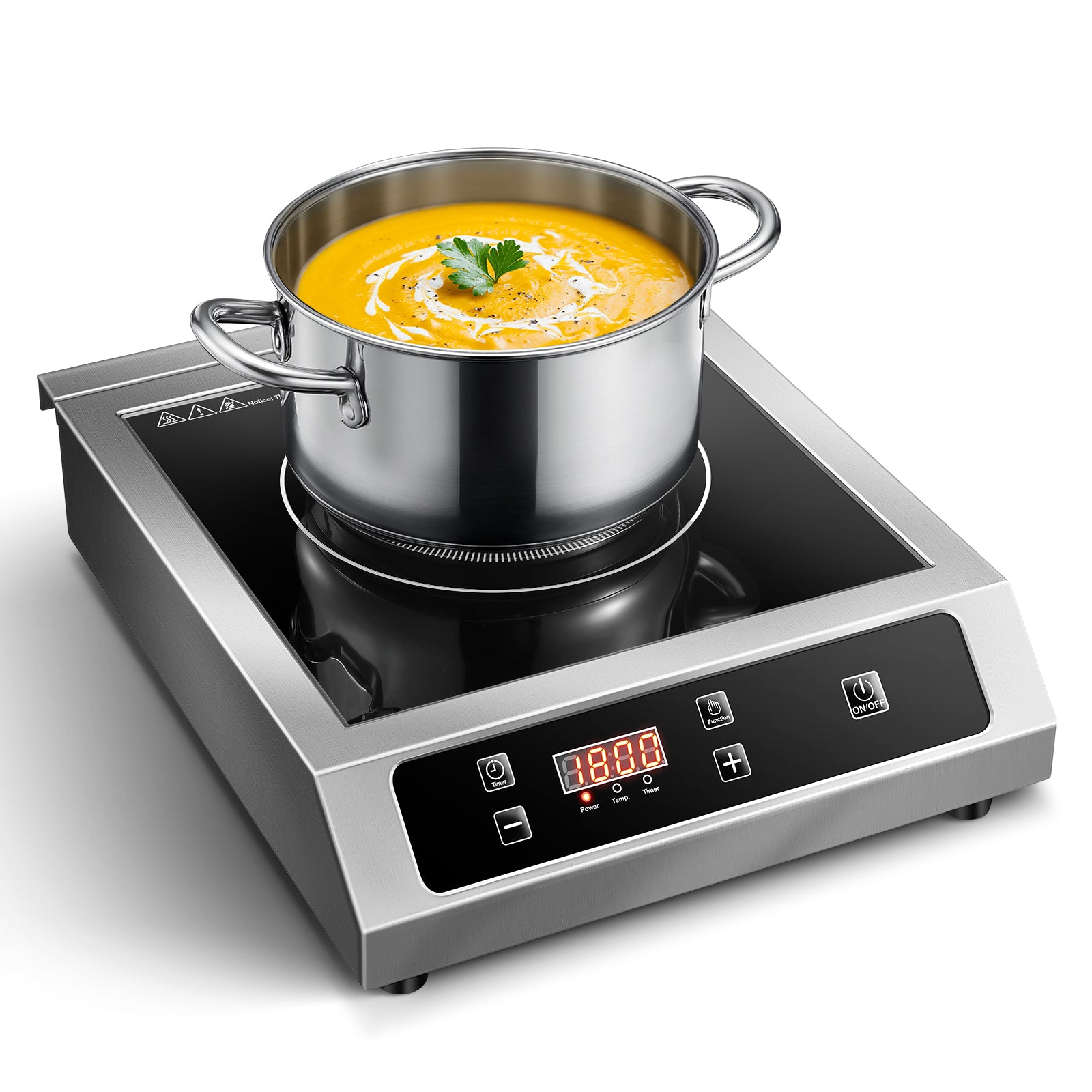 IHC02DBU181A - Commercial Induction Cooktop,1800W Induction Burner with Sensor Touch and LCD Screen,ETL-Certified Single Electric Burner,Ten level precise temperature control, Large 8” Heating Coil