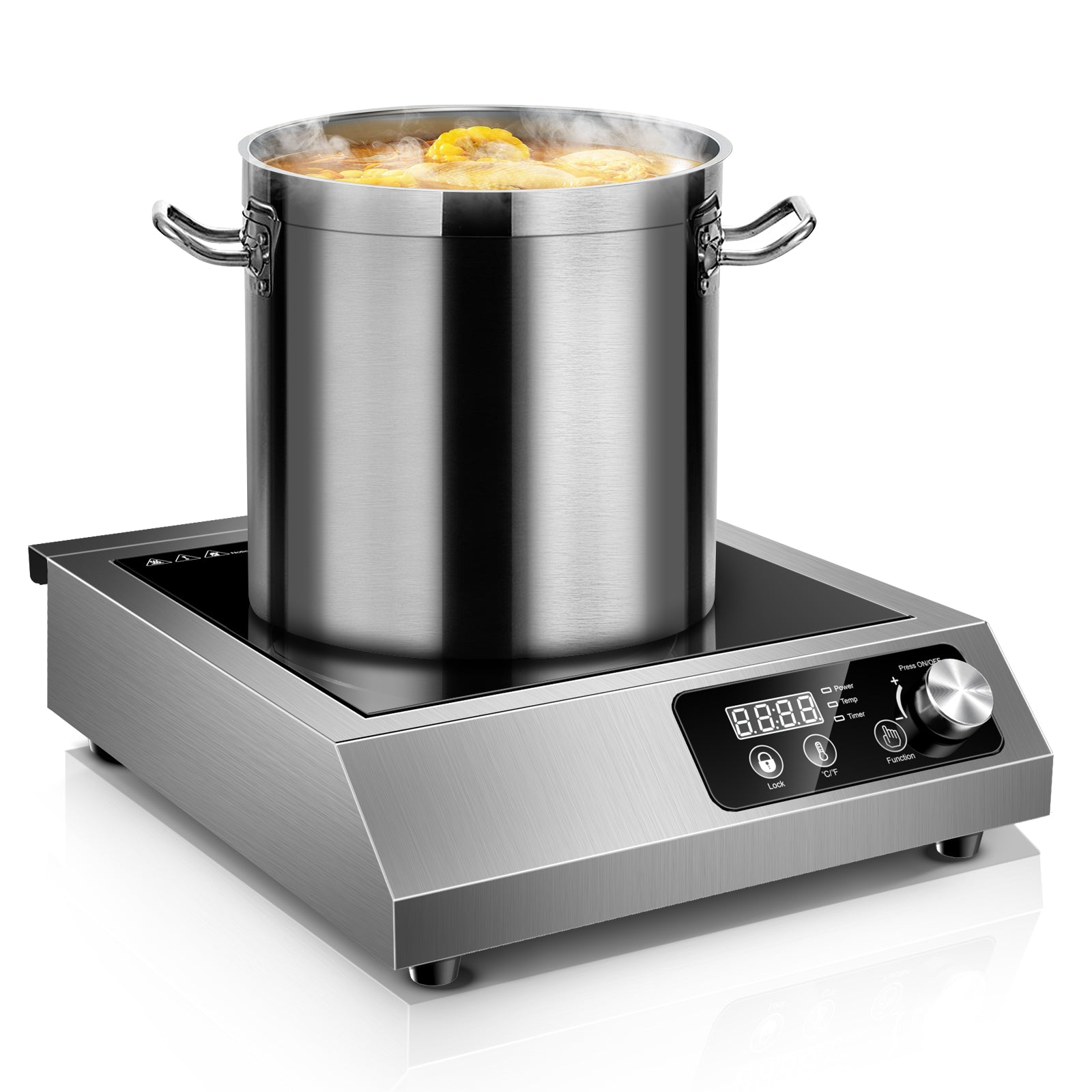 IHC02DBU181A - Commercial Induction Cooktop,1800W Induction Burner with Sensor Touch and LCD Screen,ETL-Certified Single Electric Burner,Ten level precise temperature control, Large 8” Heating Coil