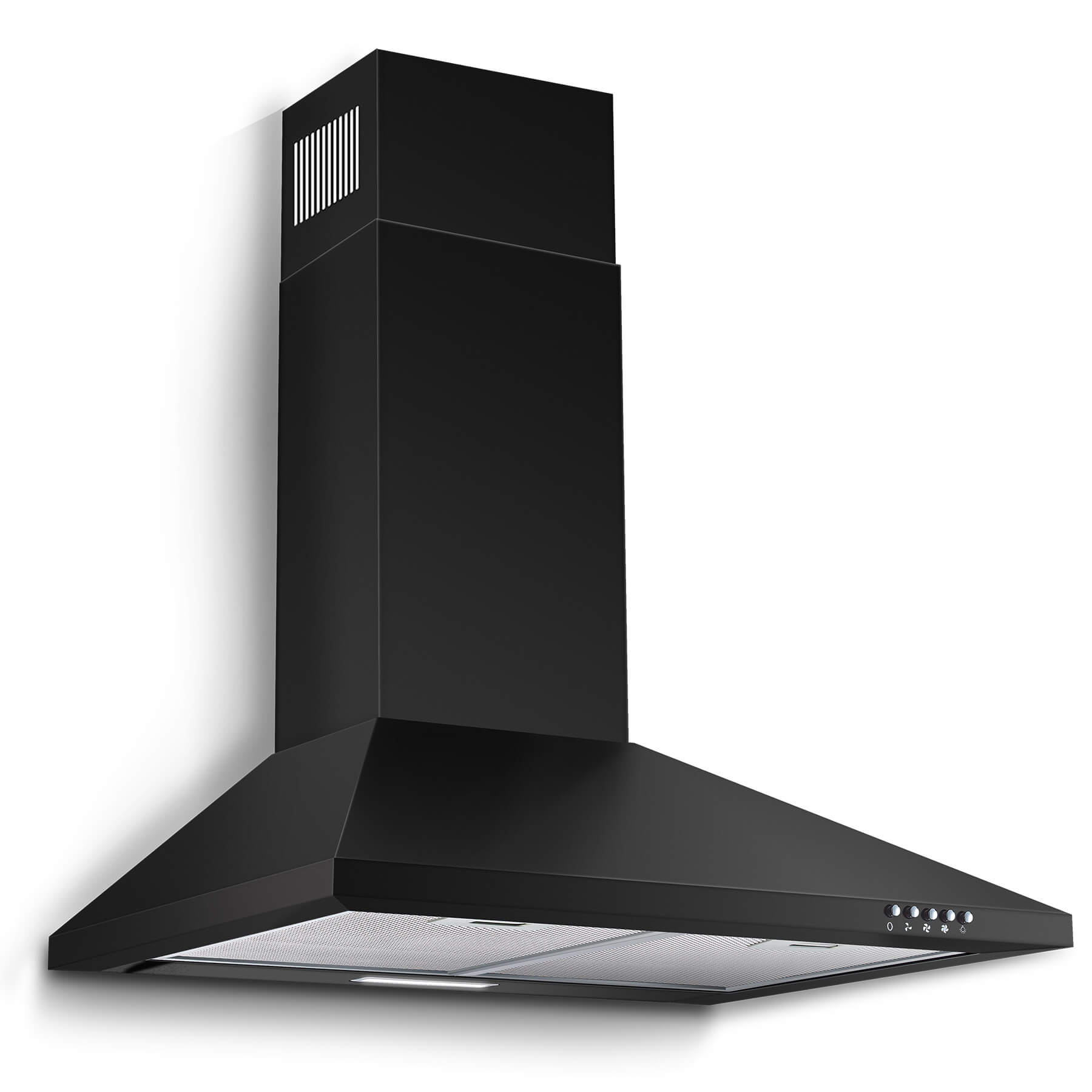US1001G60BPA -24 inch Wall Mount Range Hood, 450 CFM  Dcted/Ductless Black Vent Hood