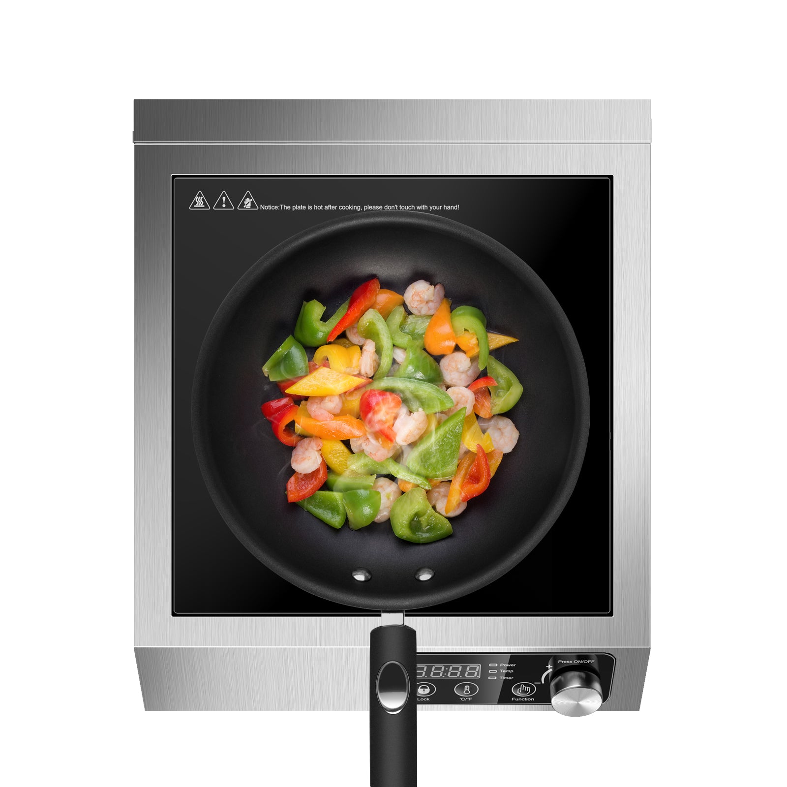 IHA800BU181A - Commercial Induction Cooktop,1800W Induction Burner with sensor touch, knob and LCD screen,ETL-Certified Single Electric Burner,Ten level precise temperature control,Large 8” Heating Coil