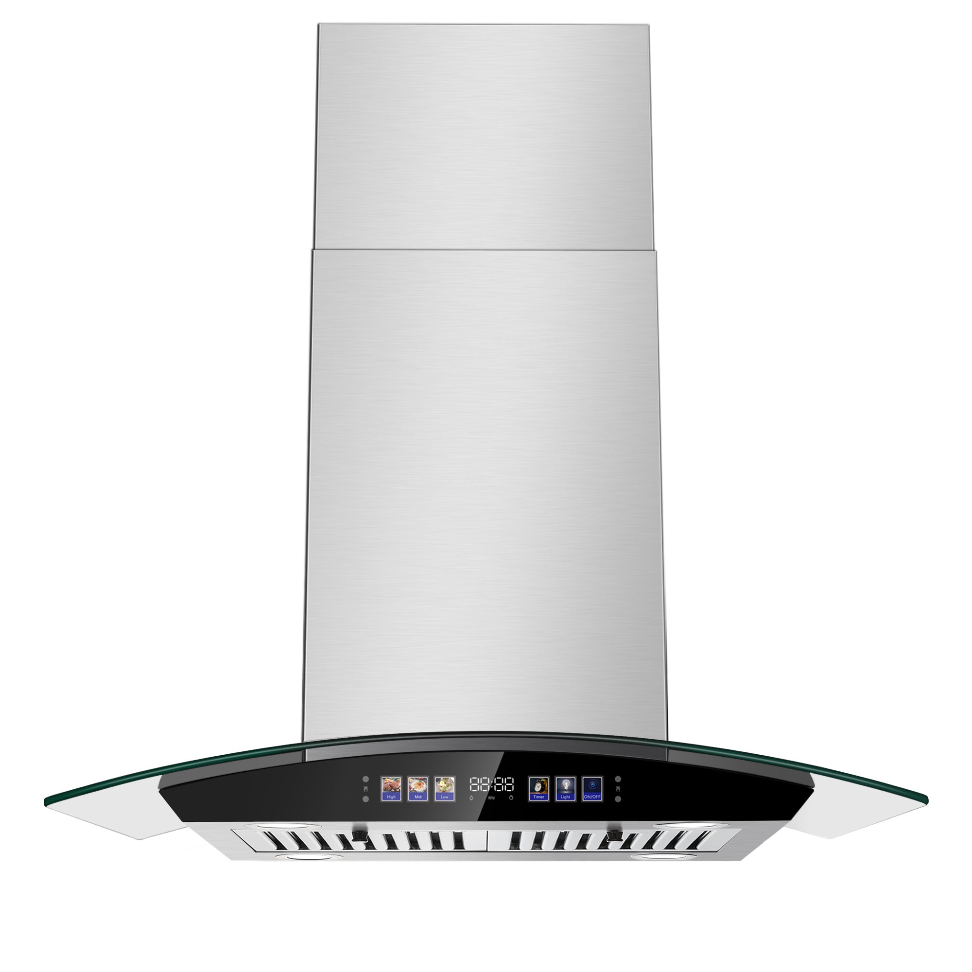 USGI0275BCP- 30 Inch Island Range Hood 700 CFM Ceiling Mount Kitchen Vent Hood Tempered Glass with Color Gesture Sensing & Touch Control