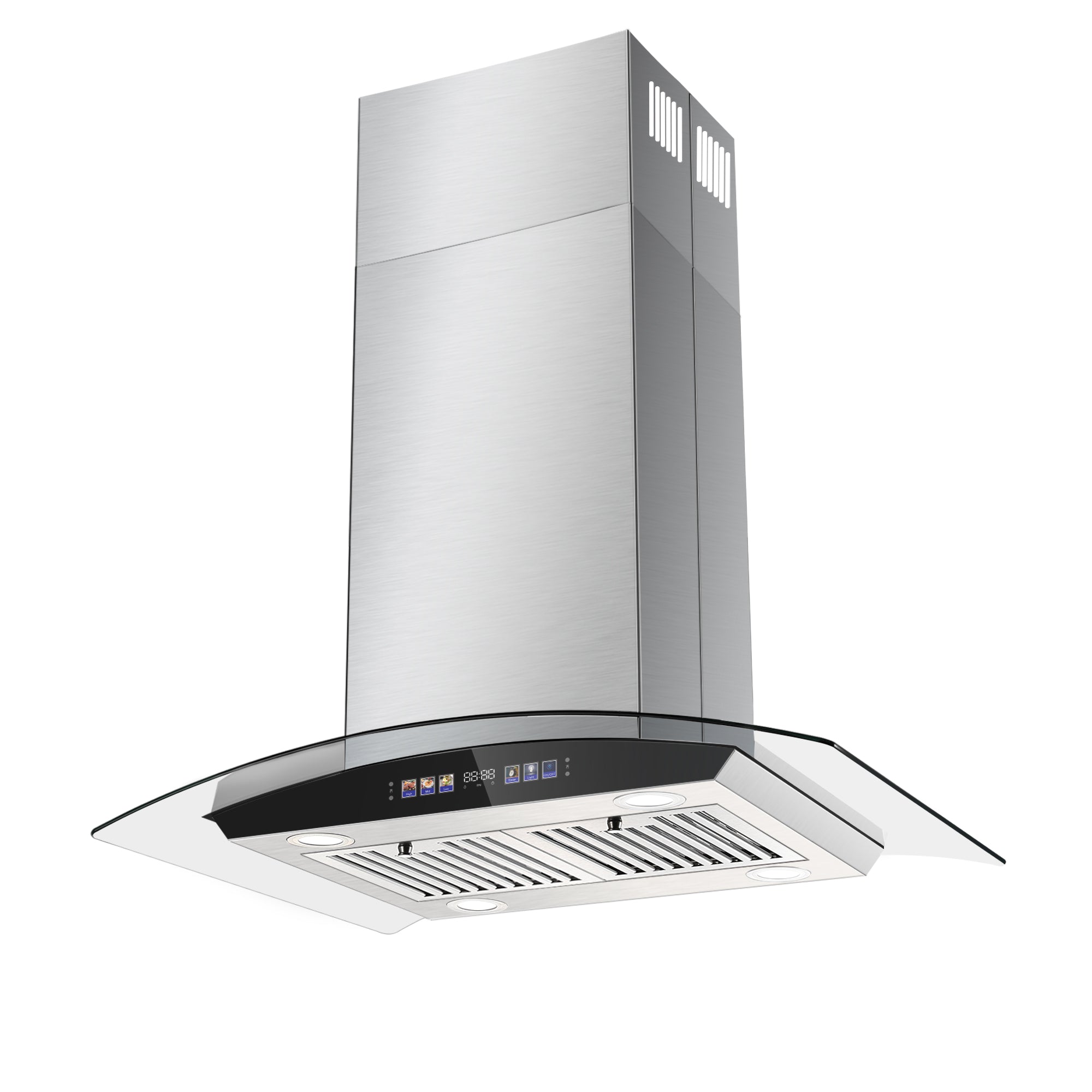 USGI0275BCP- 30 Inch Island Range Hood 700 CFM Ceiling Mount Kitchen Vent Hood Tempered Glass with Color Gesture Sensing & Touch Control