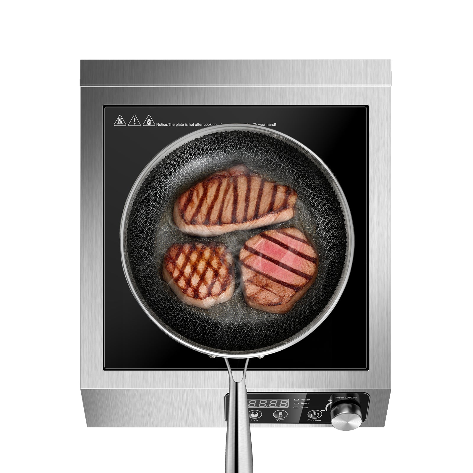 IHA800BU181A - Commercial Induction Cooktop,1800W Induction Burner with sensor touch, knob and LCD screen,ETL-Certified Single Electric Burner,Ten level precise temperature control,Large 8” Heating Coil