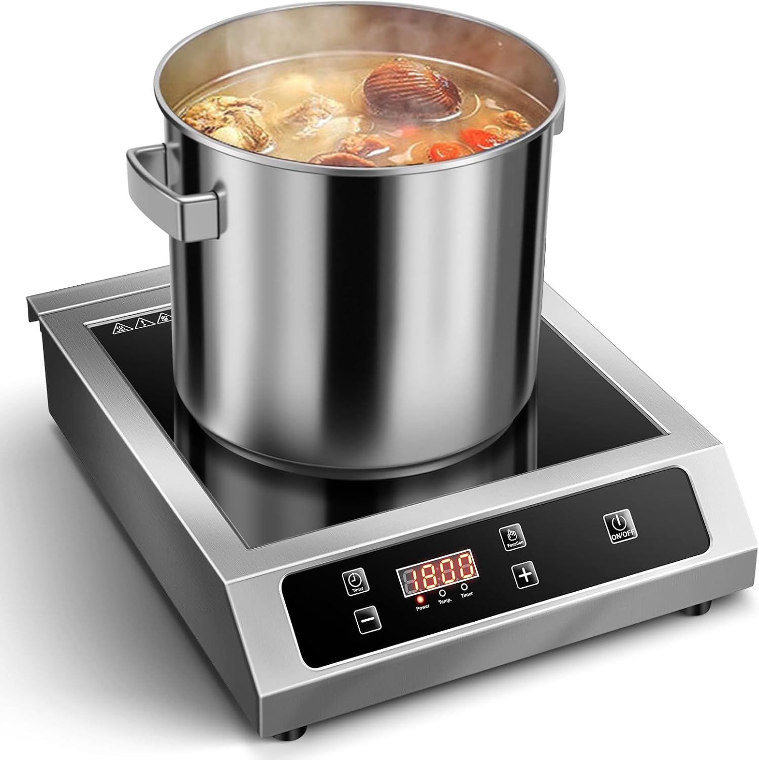IHC02DBU181A - Commercial Induction Cooktop,1800W Induction Burner with Sensor Touch and LCD Screen,ETL-Certified Single Electric Burner,Ten level precise temperature control, Large 8” Heating Coil