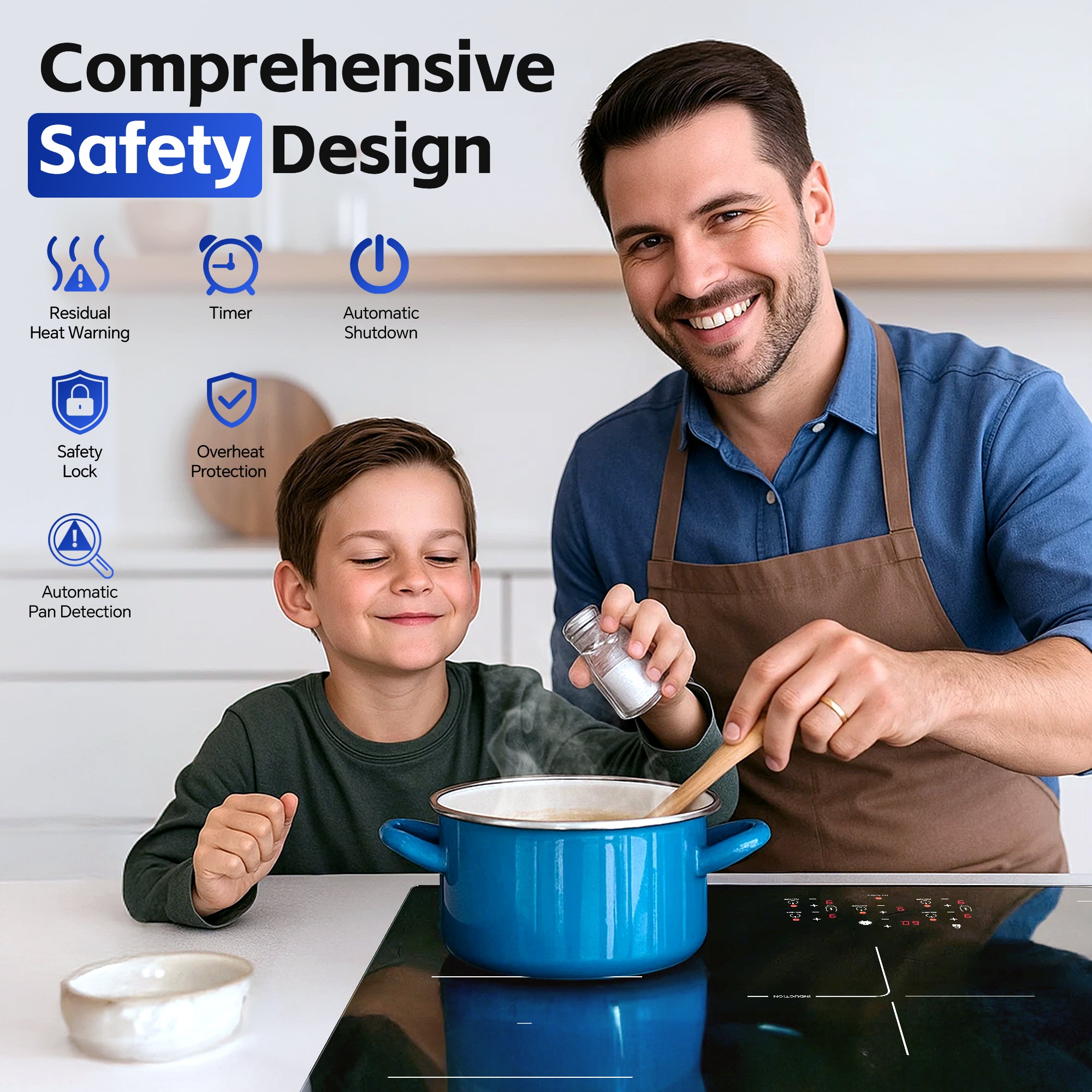 IHA108365 - 36 Inch Electric Induction Cooktop 5 Burners, 10800W Built-in Induction Stove Top with Double Bridge Function, Booster, Timer, Child Lock, Sensor Touch Control, 240V/50A, No Plug
