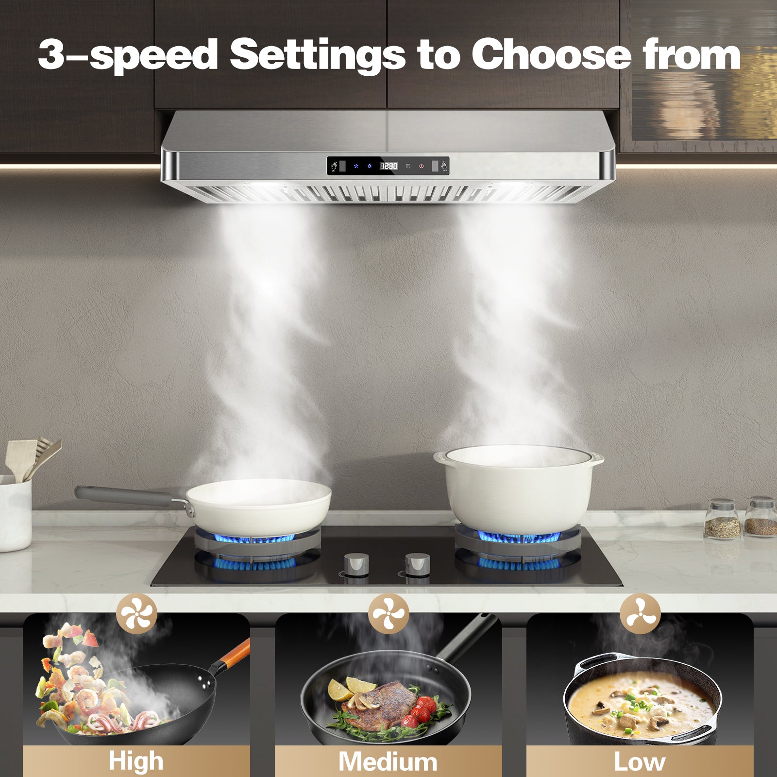 RH70475BTGSA - 30 inch Under Cabinet Range Hood, Stainless Steel Ducted/Ductless Range Hood with Touch/Gesture/Remote Control,700CFM