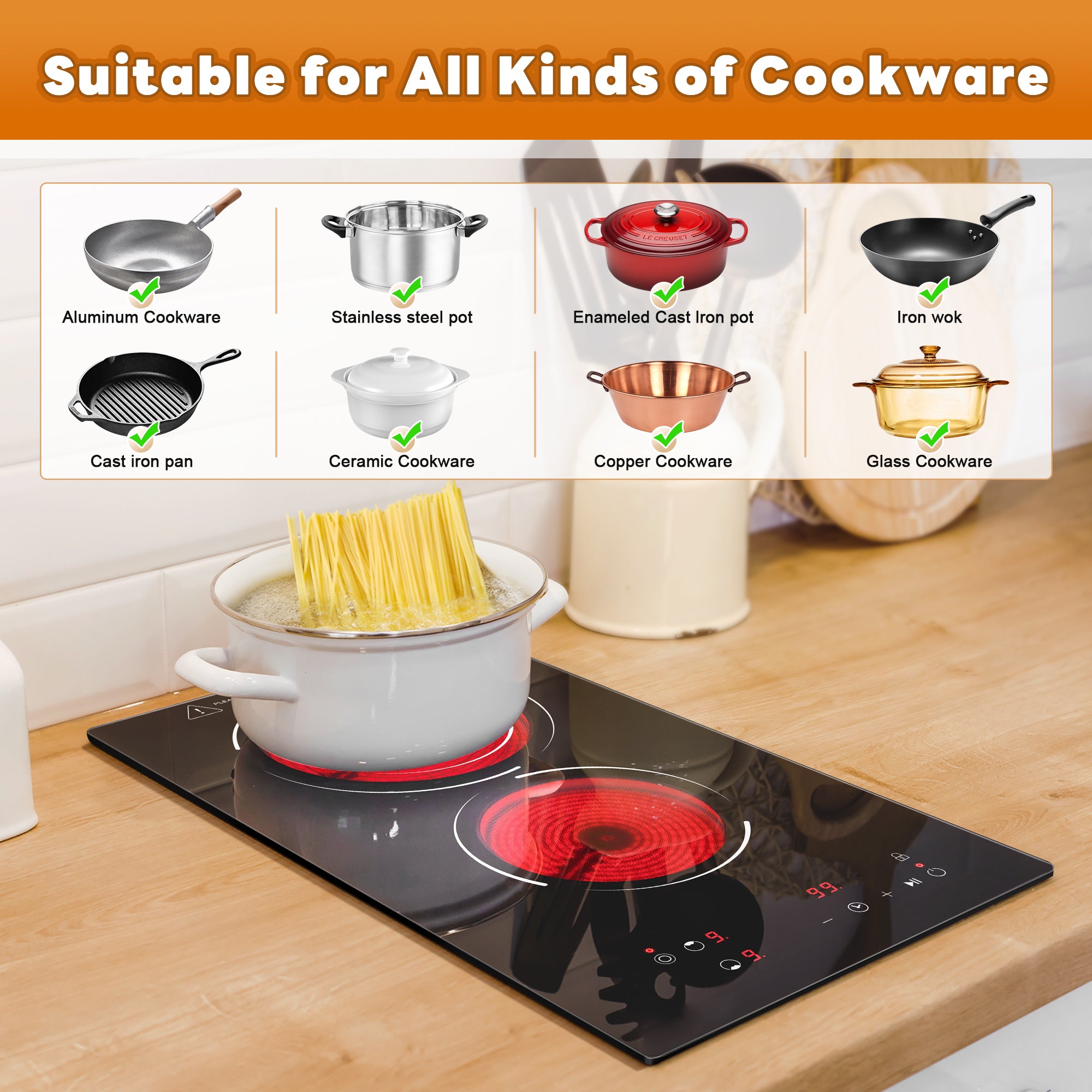 CHA18V12E – 12-Inch 2-Burner Electric Ceramic Cooktop