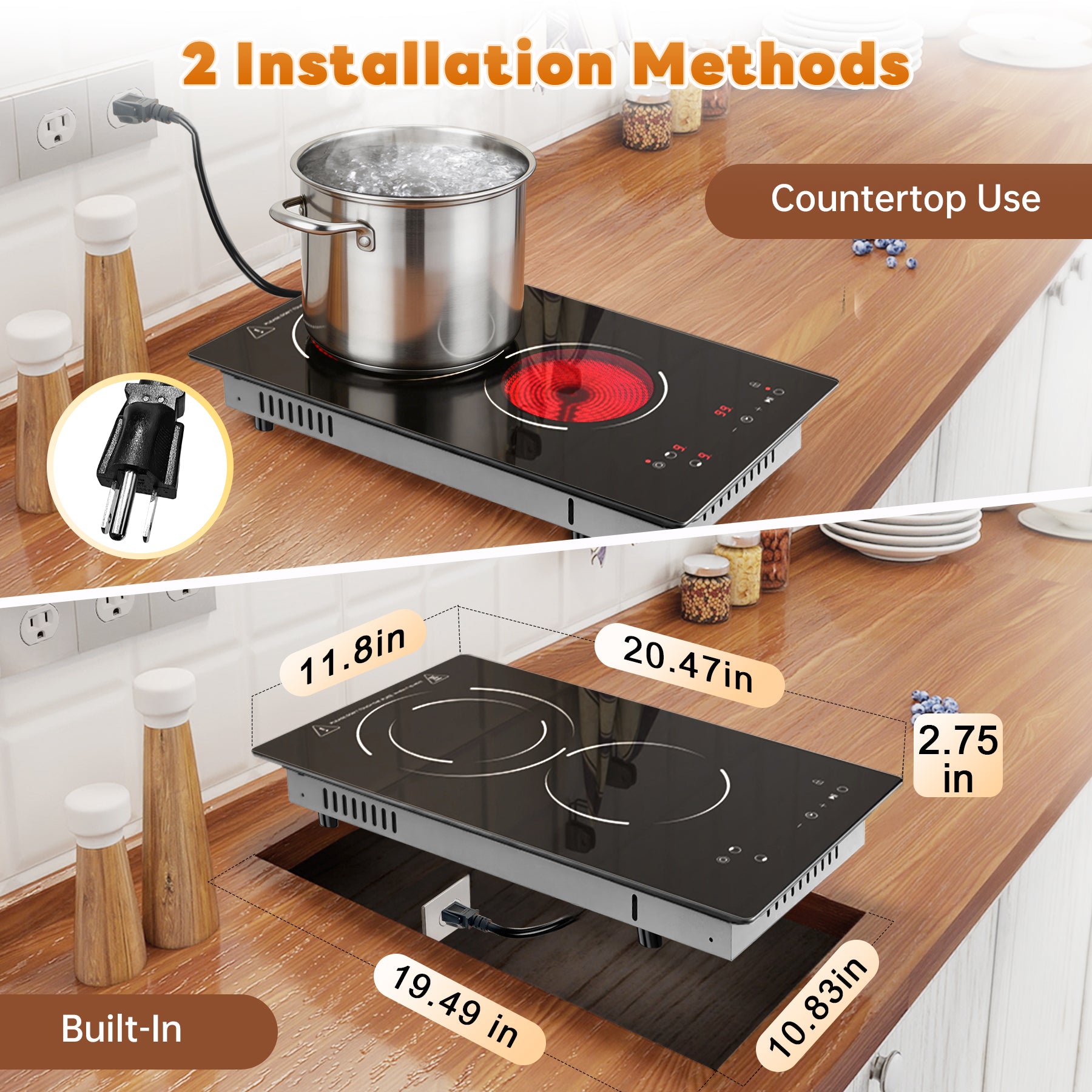 CHA18V12E – 12-Inch 2-Burner Electric Ceramic Cooktop
