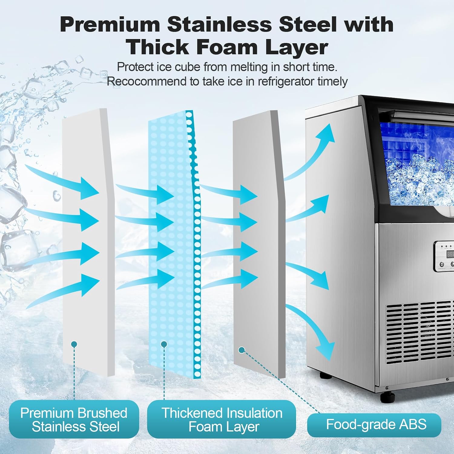 FM-CIM-320F – 100 lb/day Undercounter Ice Maker with 25 lb Storage