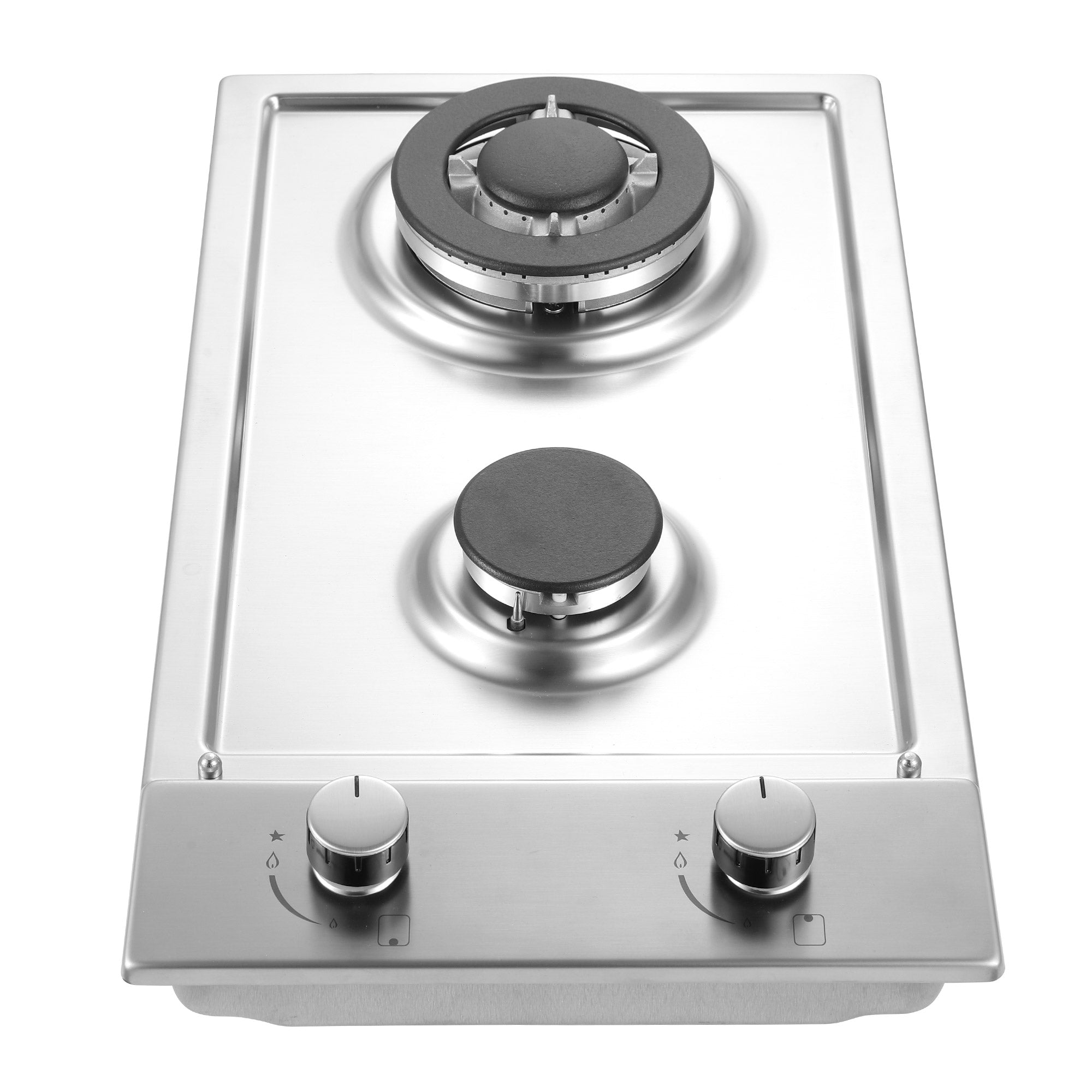 GC001-122S - 12 inch - 2 Burner Bulit-in Stainless Steel Gas Cooktop with Thermocouple Protection
