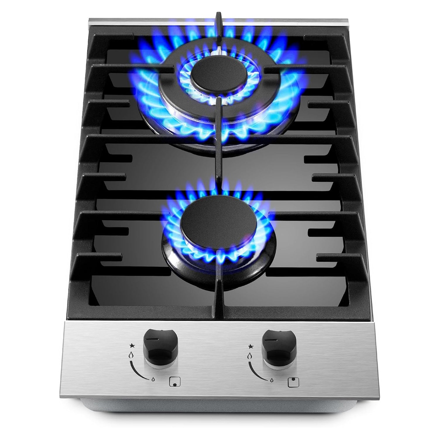 GH001-122G - 12 inch - 2 Burner Built-in Stainless Steels Propane Gas Cooktop