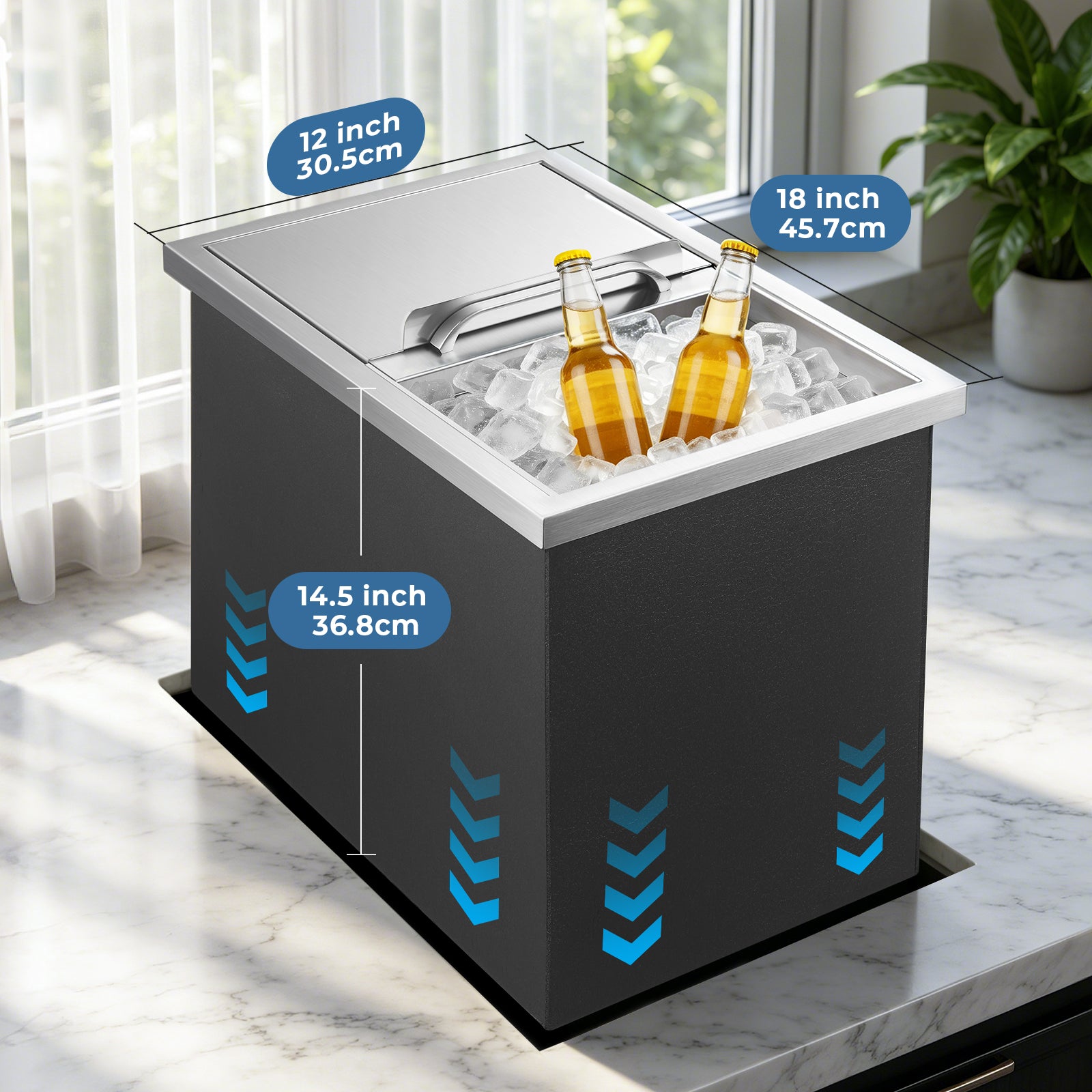 ICAZLBS8A - 28QT Stainless Steel Ice Chest with 24H Ice Retention
