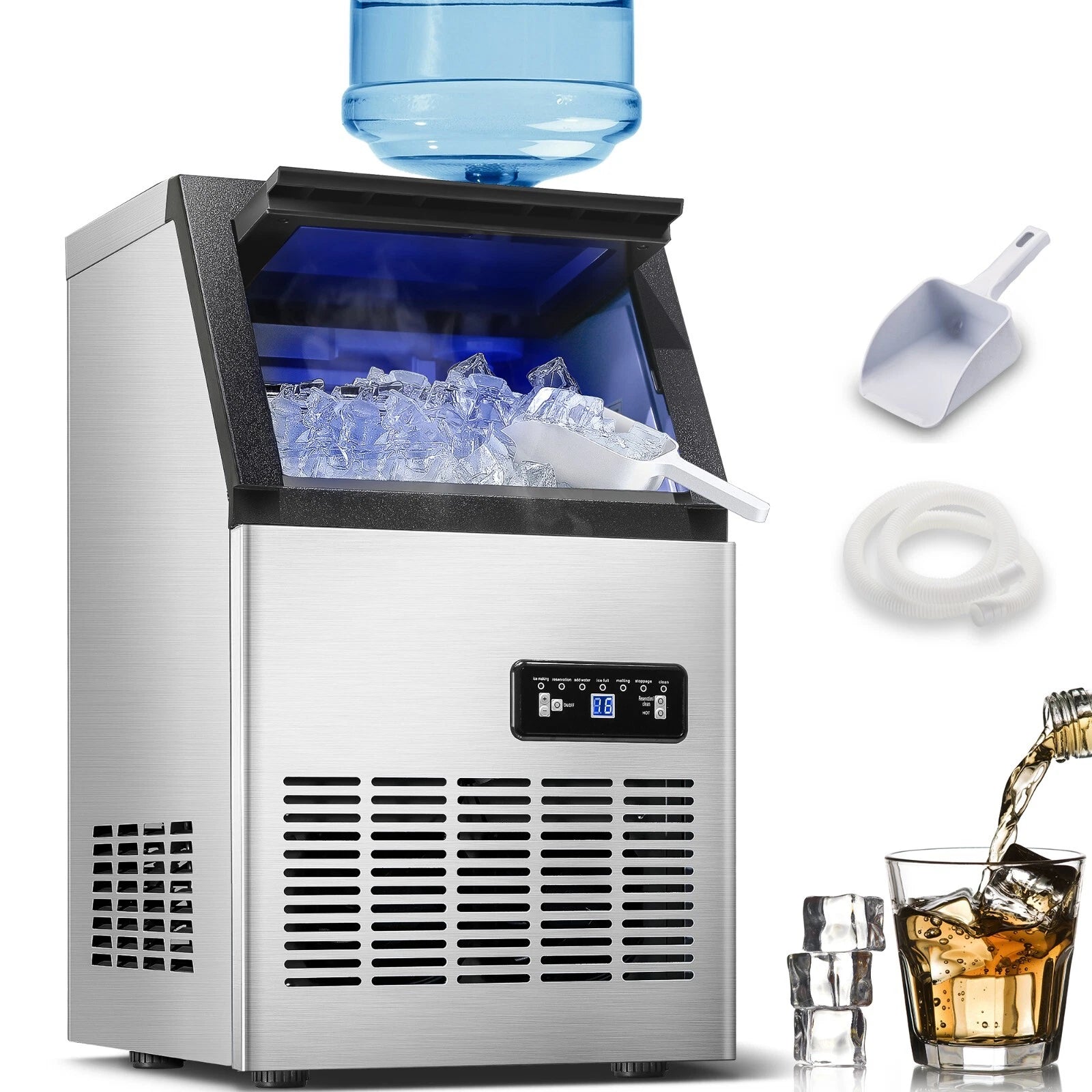 ICBZS40SS01A - 120lbs/24H Commercial Ice Maker Machine, 40 Cubes/Cycle with 33LBS Storage for Home