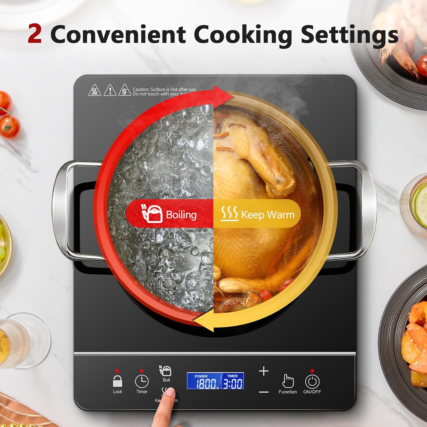 IHA23T12C – 1800W Portable Single-Burner Induction Cooktop