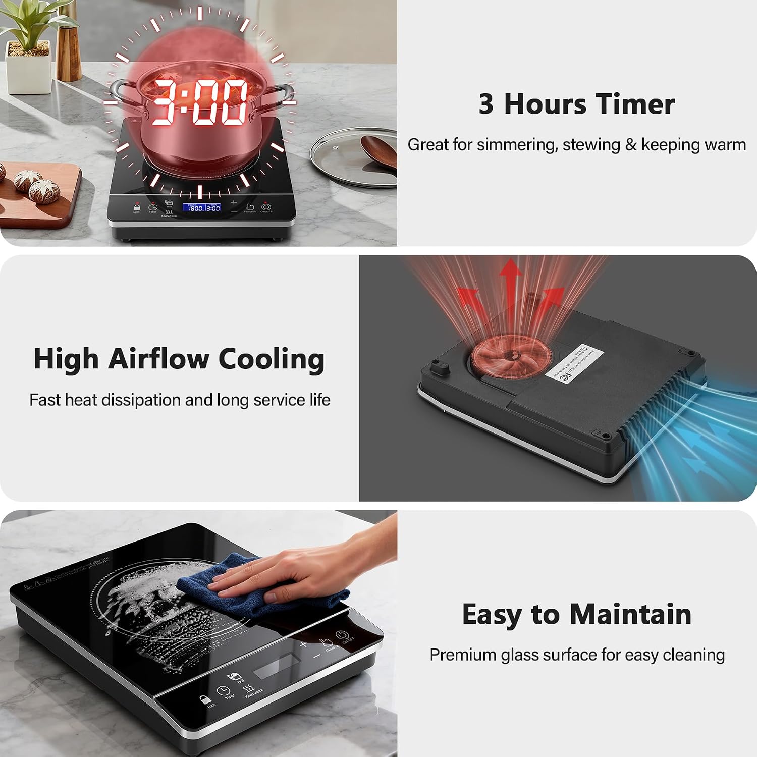 IHA23T12C – 1800W Portable Single-Burner Induction Cooktop