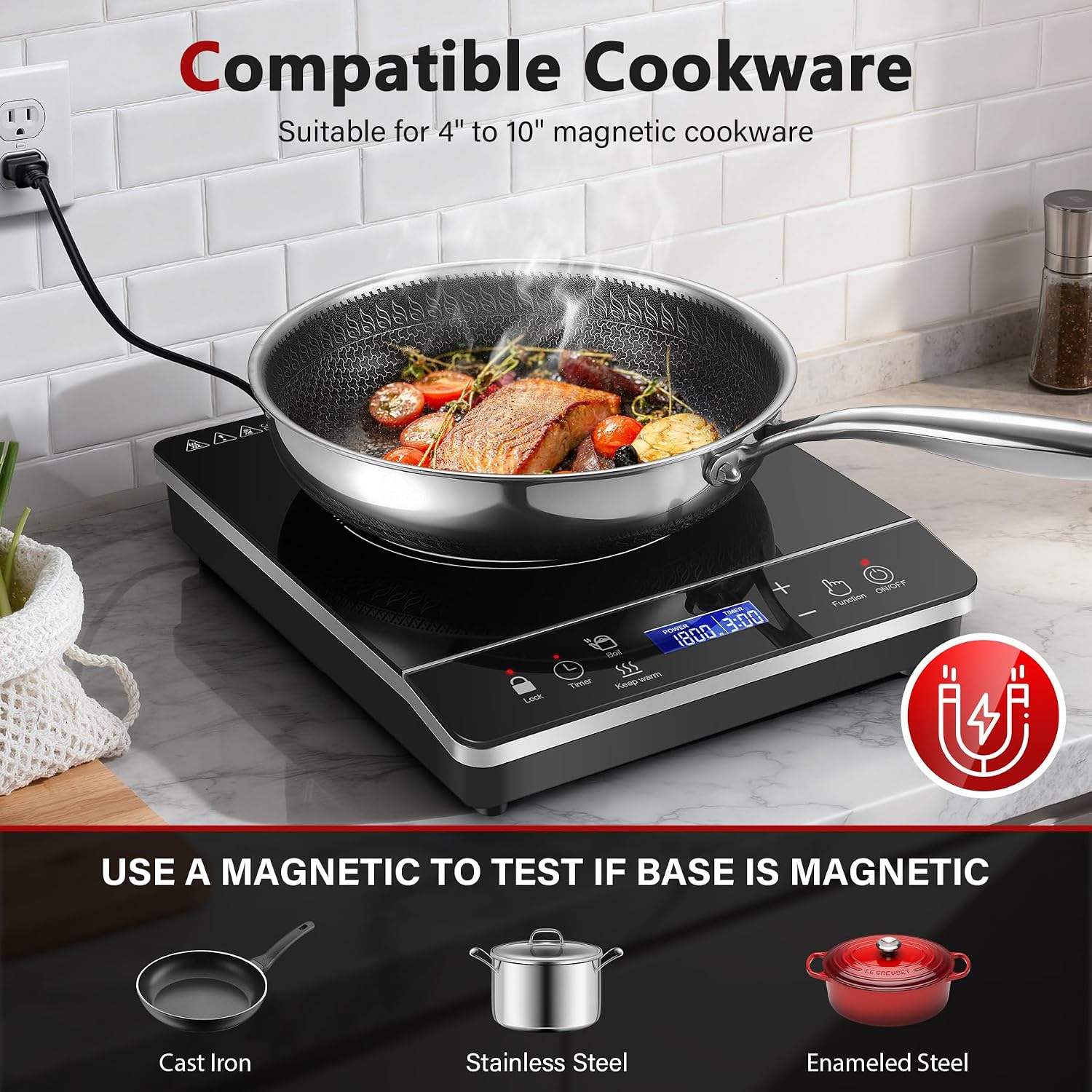 IHA23T12C – 1800W Portable Single-Burner Induction Cooktop