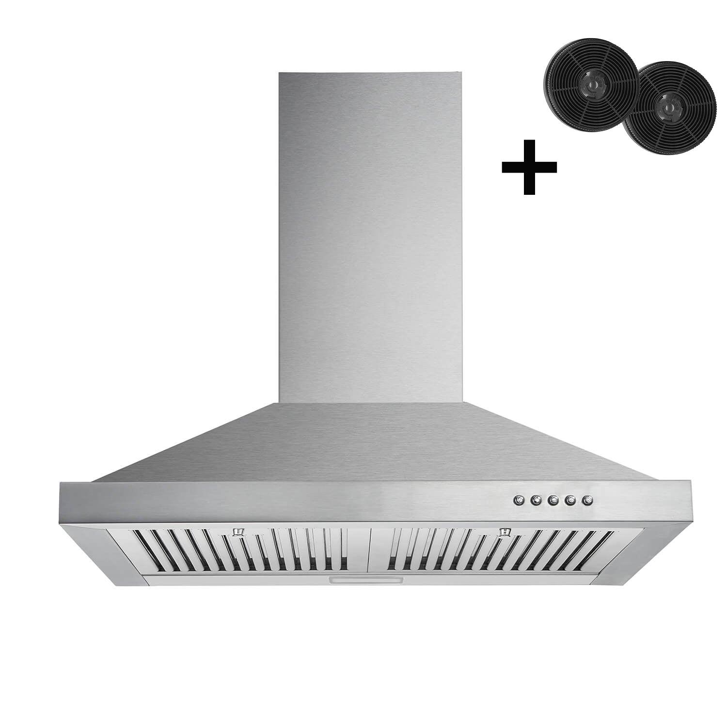 【Refurbished】Tieasy 30 inch Wall Mount Range Hood 450 CFM Stainless Steel 3 Speed Exhaust Fan - USGD 1775B