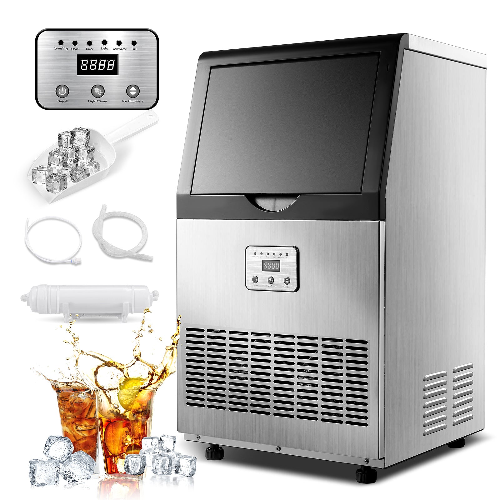 Tieasy 100lbs Ice Built-inFreestand Commercial Ice Maker CIM-320F