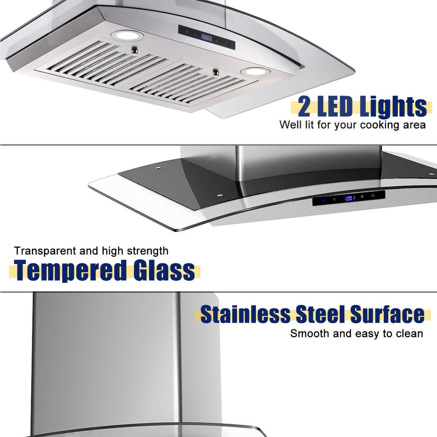 Tieasy 30 inch Wall Mount Range Hood 700 CFM Vent Hood Touch Control Stainless Steel Filters