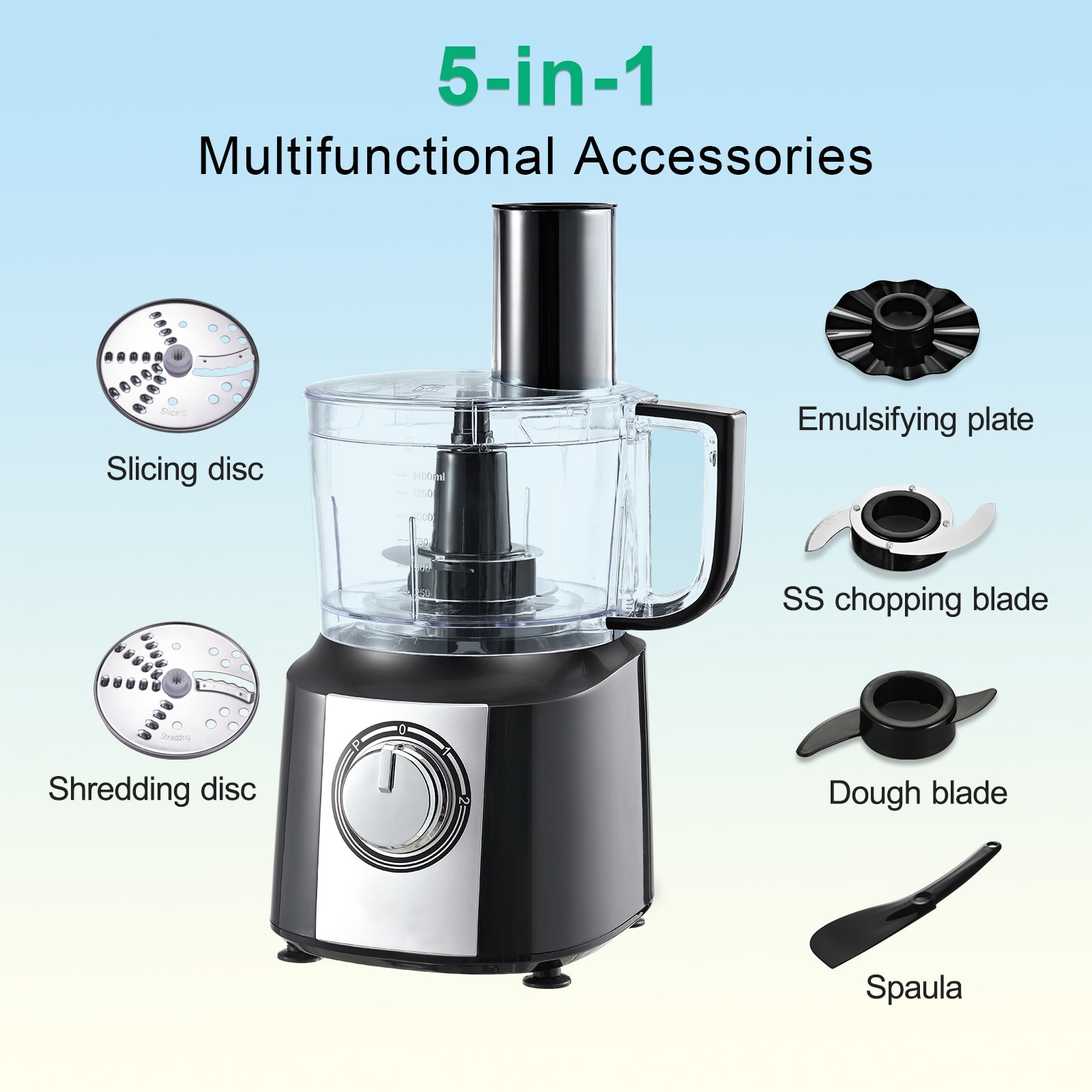 Tieasy 6 in1 800W Powerful Food Processor - USFP201 (Set of 3)