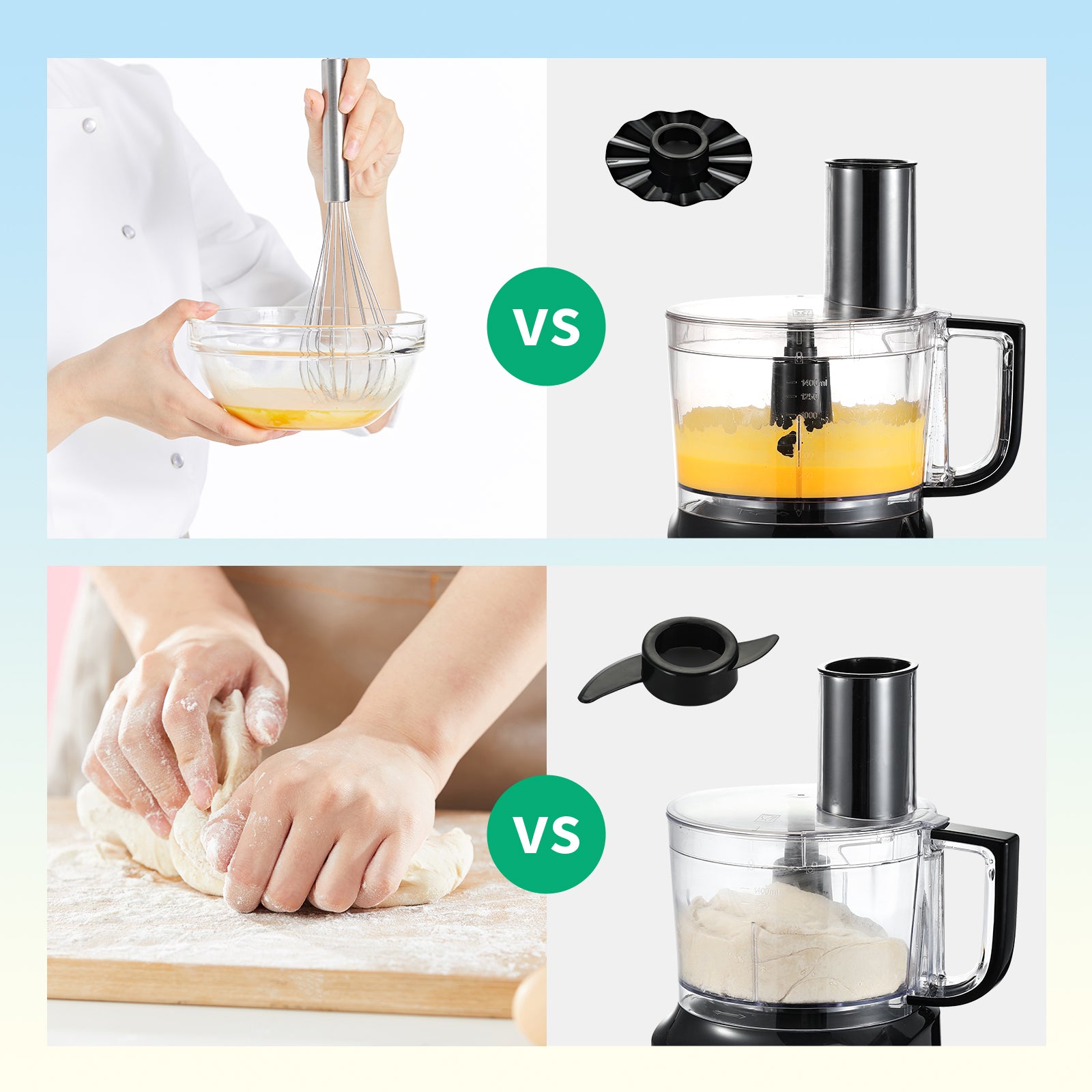 Tieasy 6 in1 800W Powerful Food Processor - USFP201 (Set of 3)