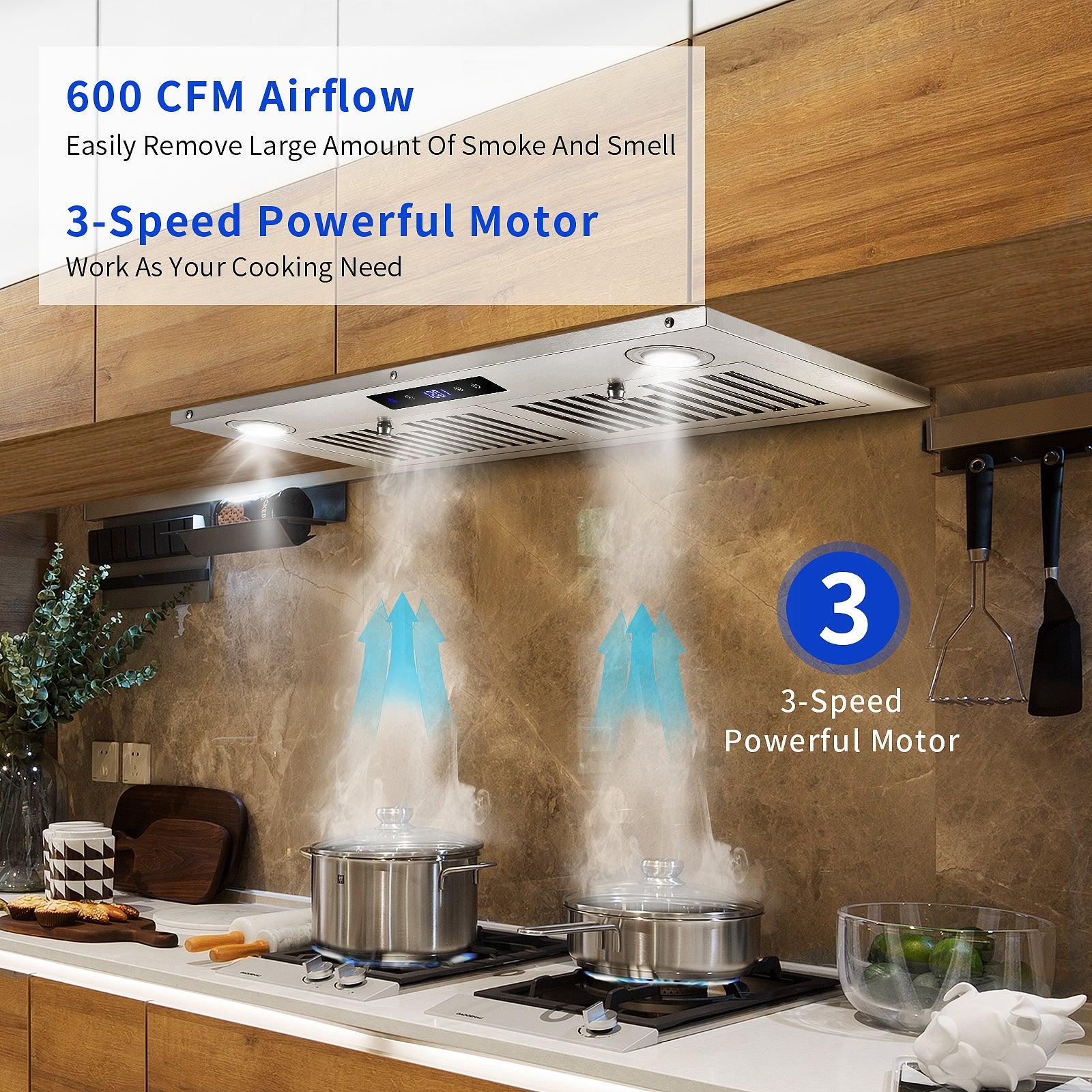 Tieasy Built in Touch Control stainless Steel Kitchen Vent Hood 600CFM - USGB 1370‎TC - Tieasy