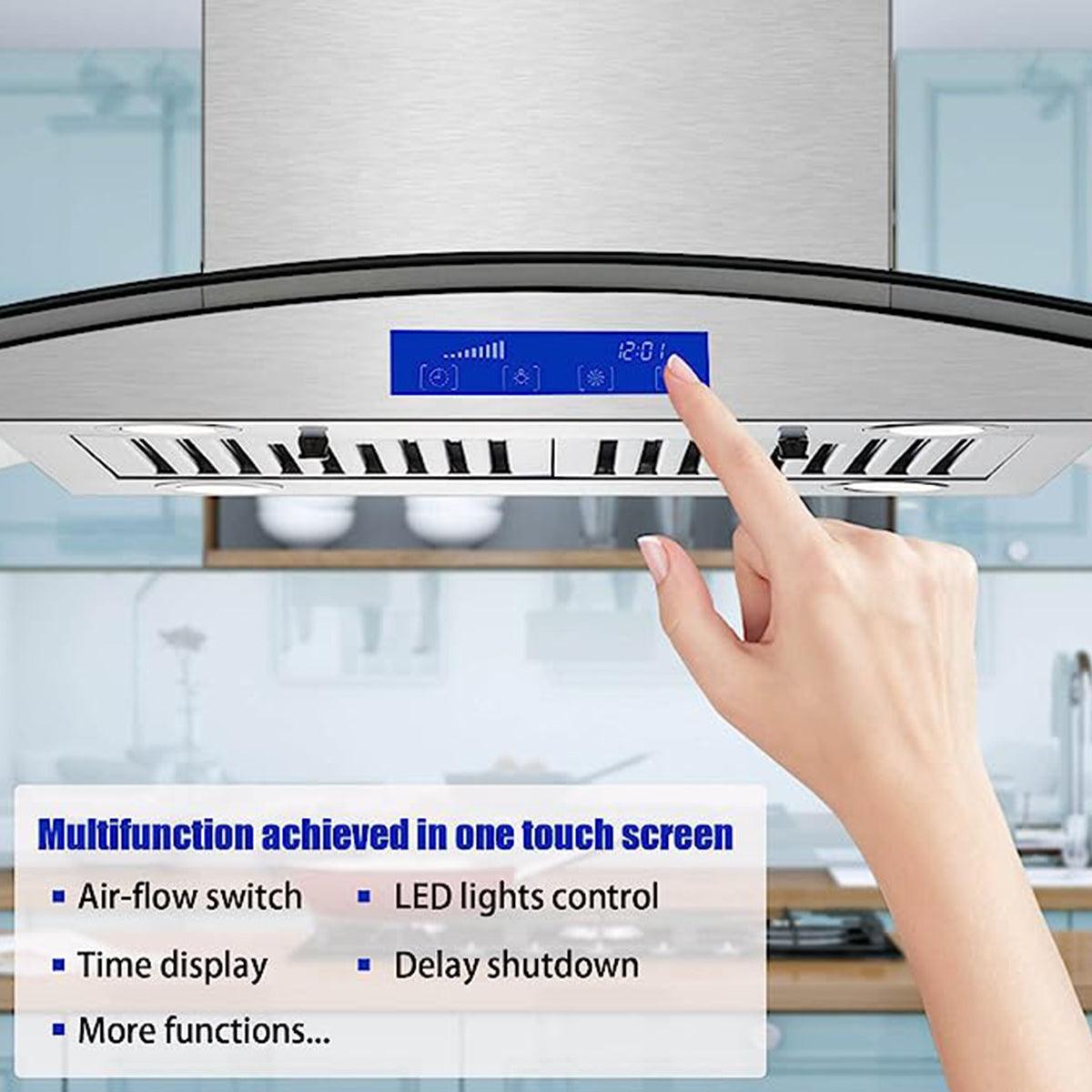 Tieasy Island Range Hood 30 Inch 700 CFM Ceiling Mount Stainless Steel Kitchen Vent Hood - YYF0275B-S