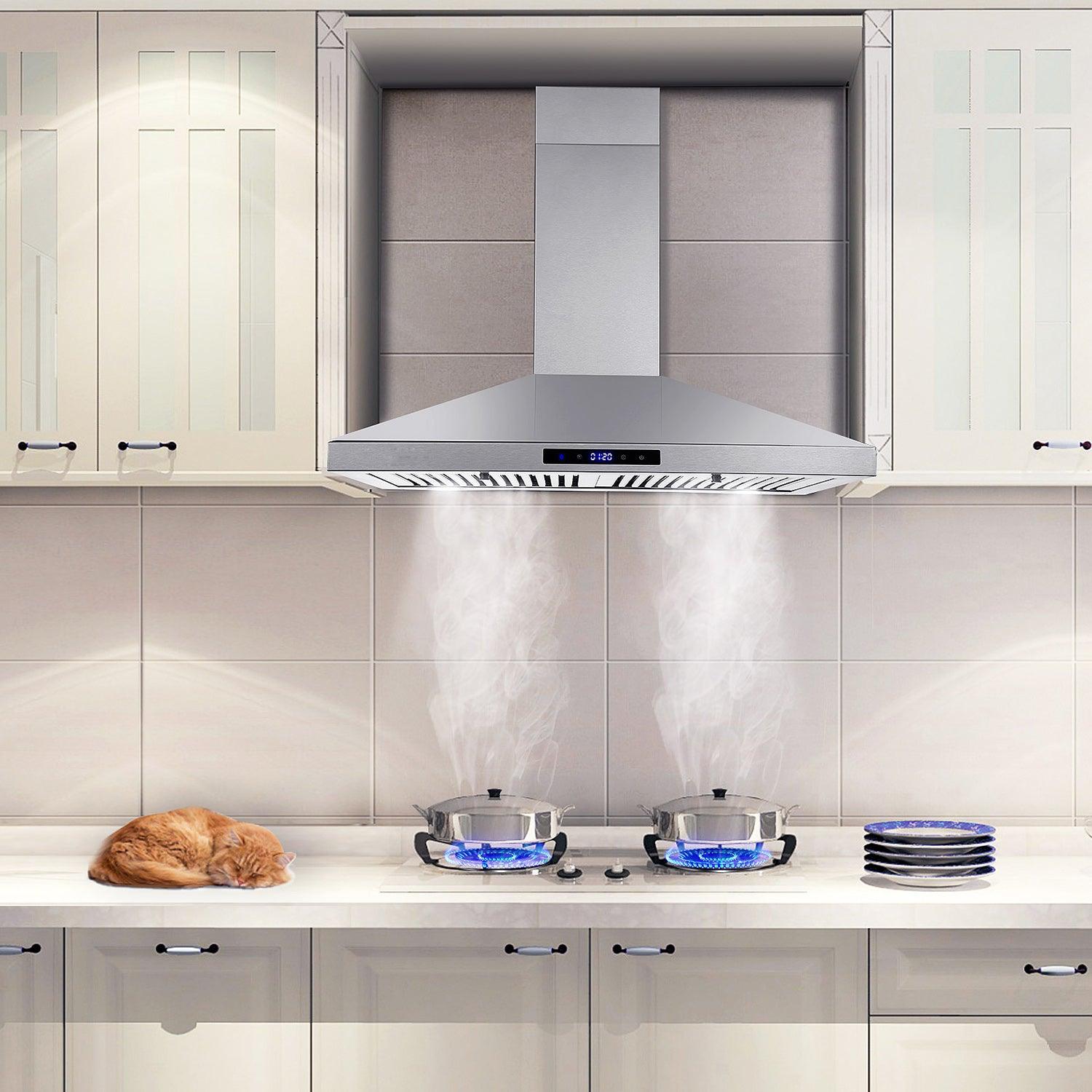 Tieasy Range Hood 30 inch Wall Mount Range Hood 350 CFM Over Stove Vent Touch Control