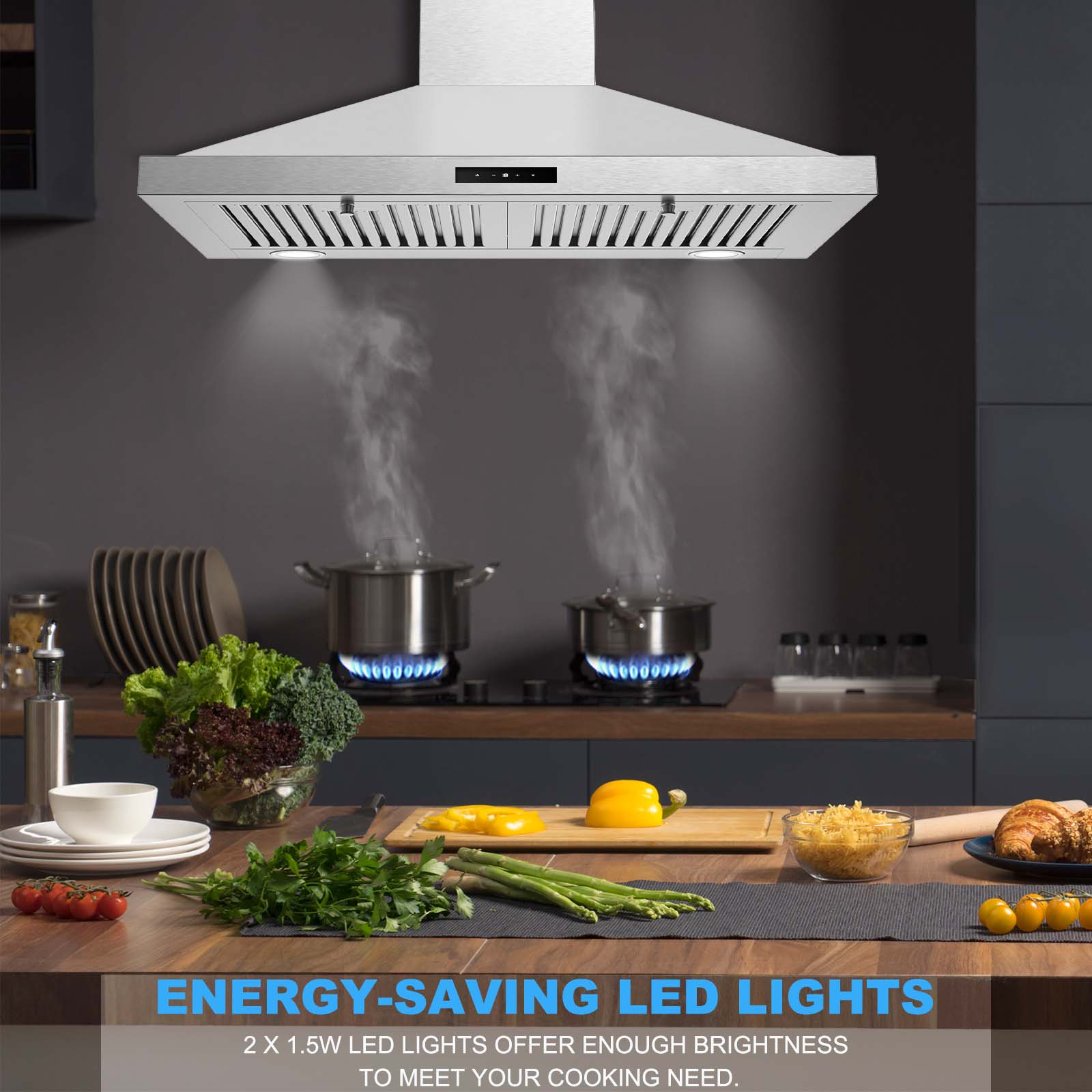 USGD1775BCK-30 inch Wall Mount Range Hood,  Stainless Steel, 450 CFM Ductless/Ducted Vent Hood